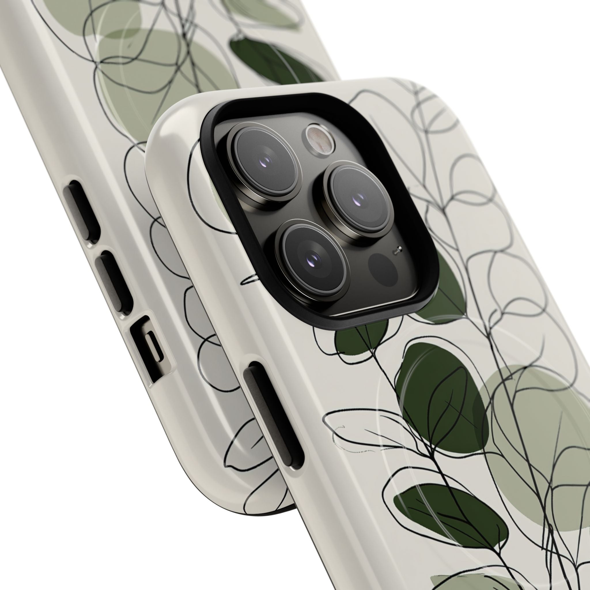 Green Tough 2.0 Magsafe Phone Case for iPhone - Muted Eucalyptus Sketch