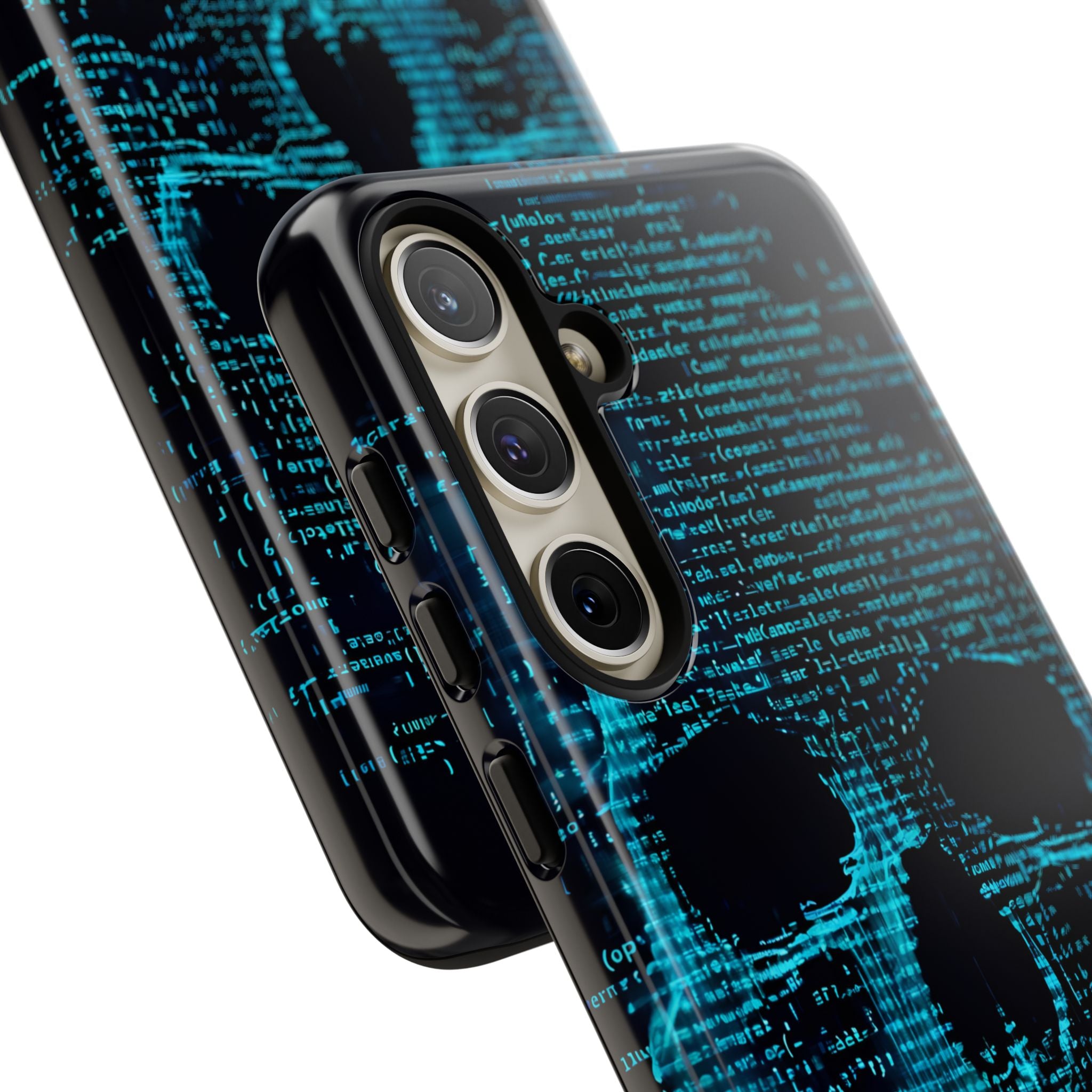 Cyan Glitch Skull · Tough Phone Case for Samsung