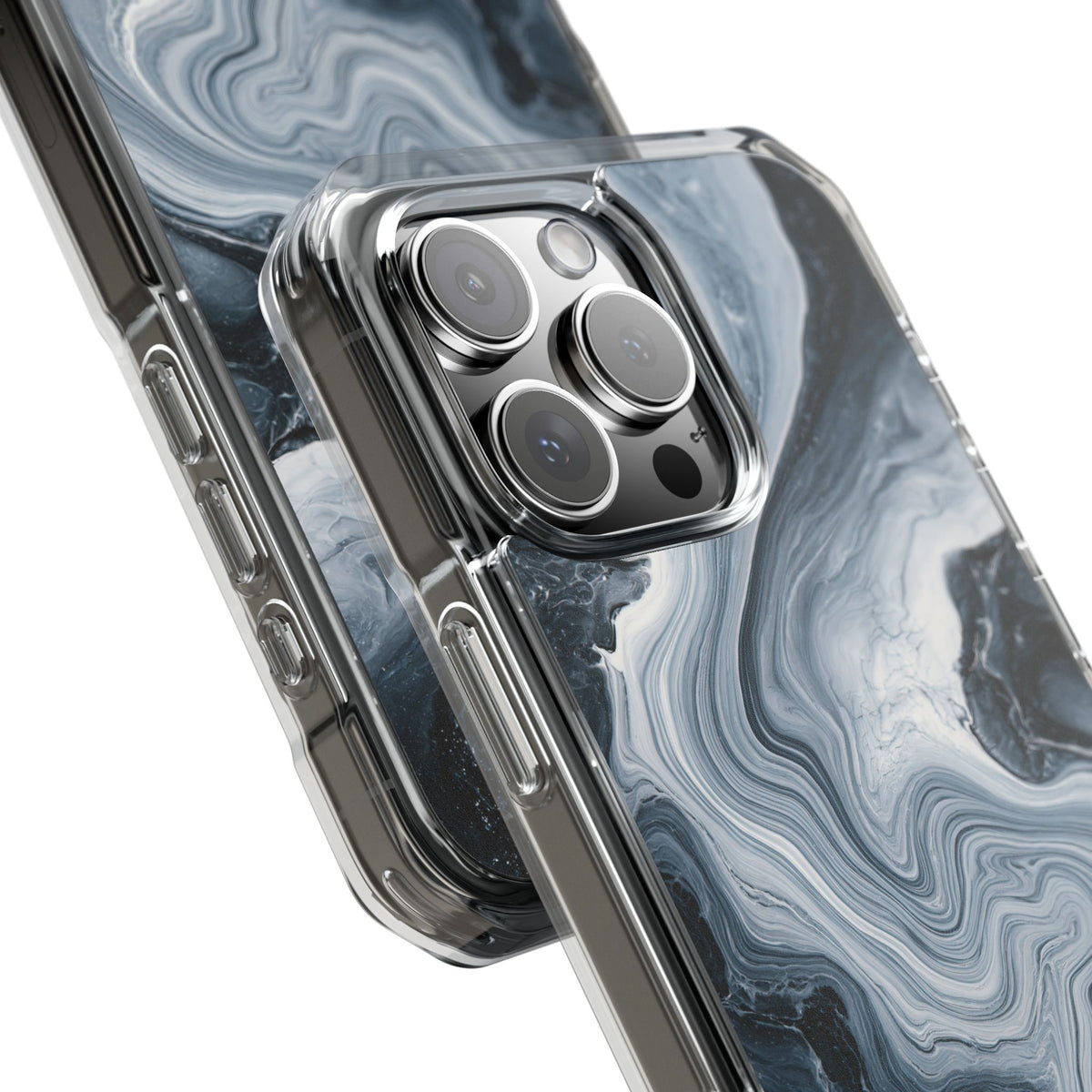 Suminagashi Ink Flow · Clear Impact Magnetic Phone Case for iPhone · Grey