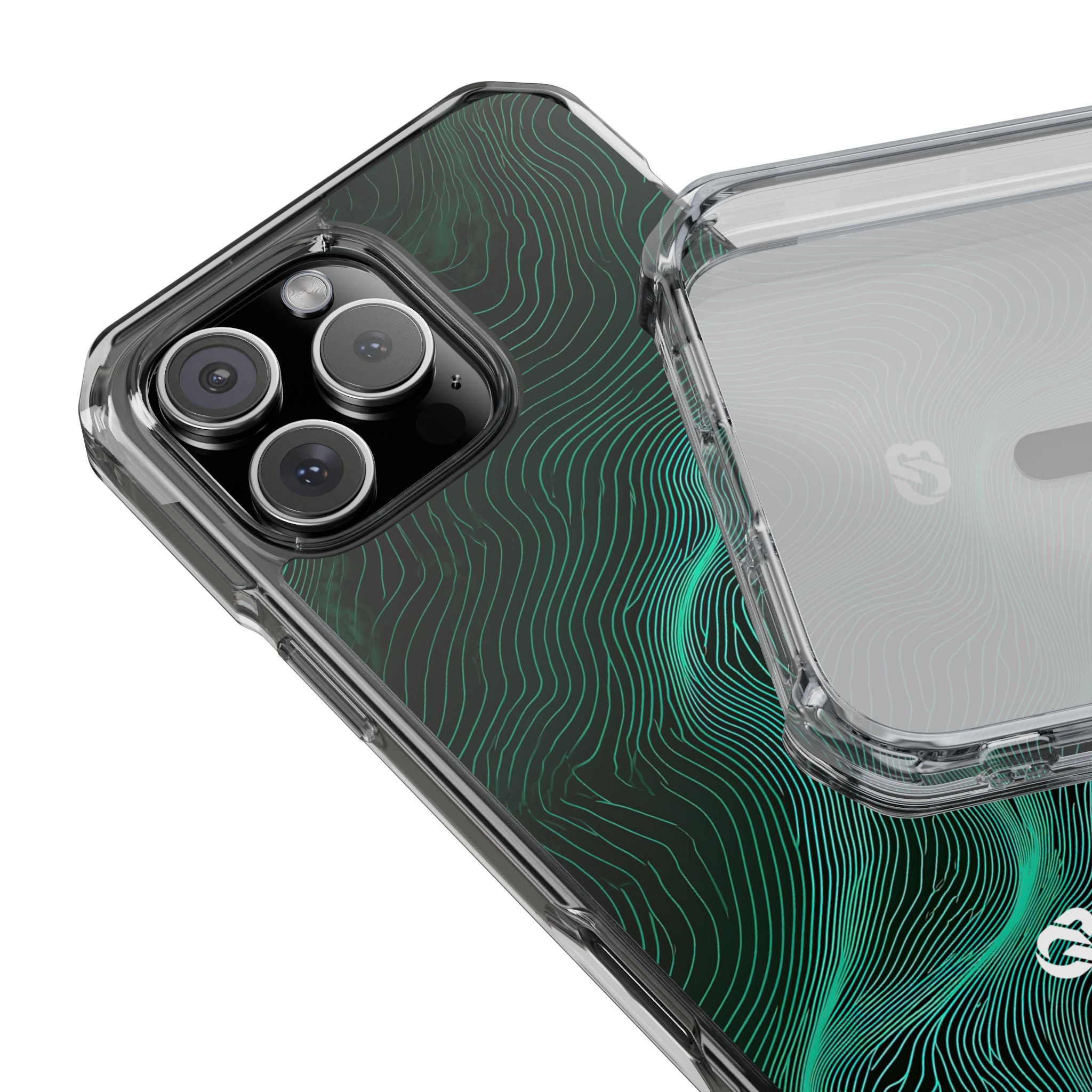 Teal Impact MagSafe Phone Case for iPhone - Neon Jade Contour