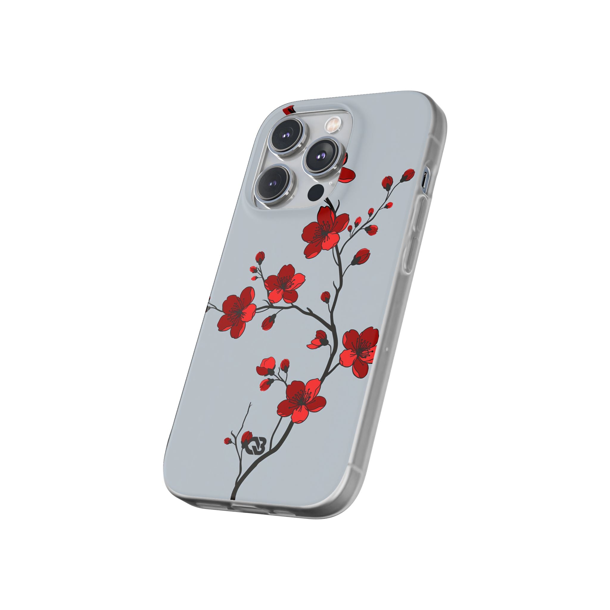 Grey Lite Phone Case for iPhone - Crimson Blossom Onyx