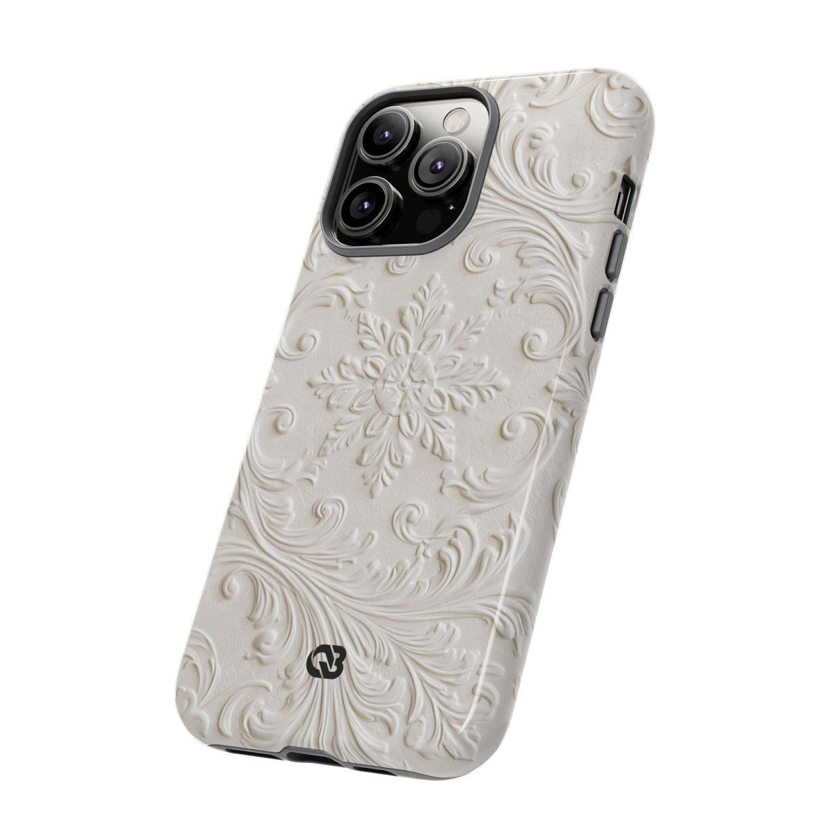 Ivory Baroque Relief · Tough Phone Case for iPhone · White