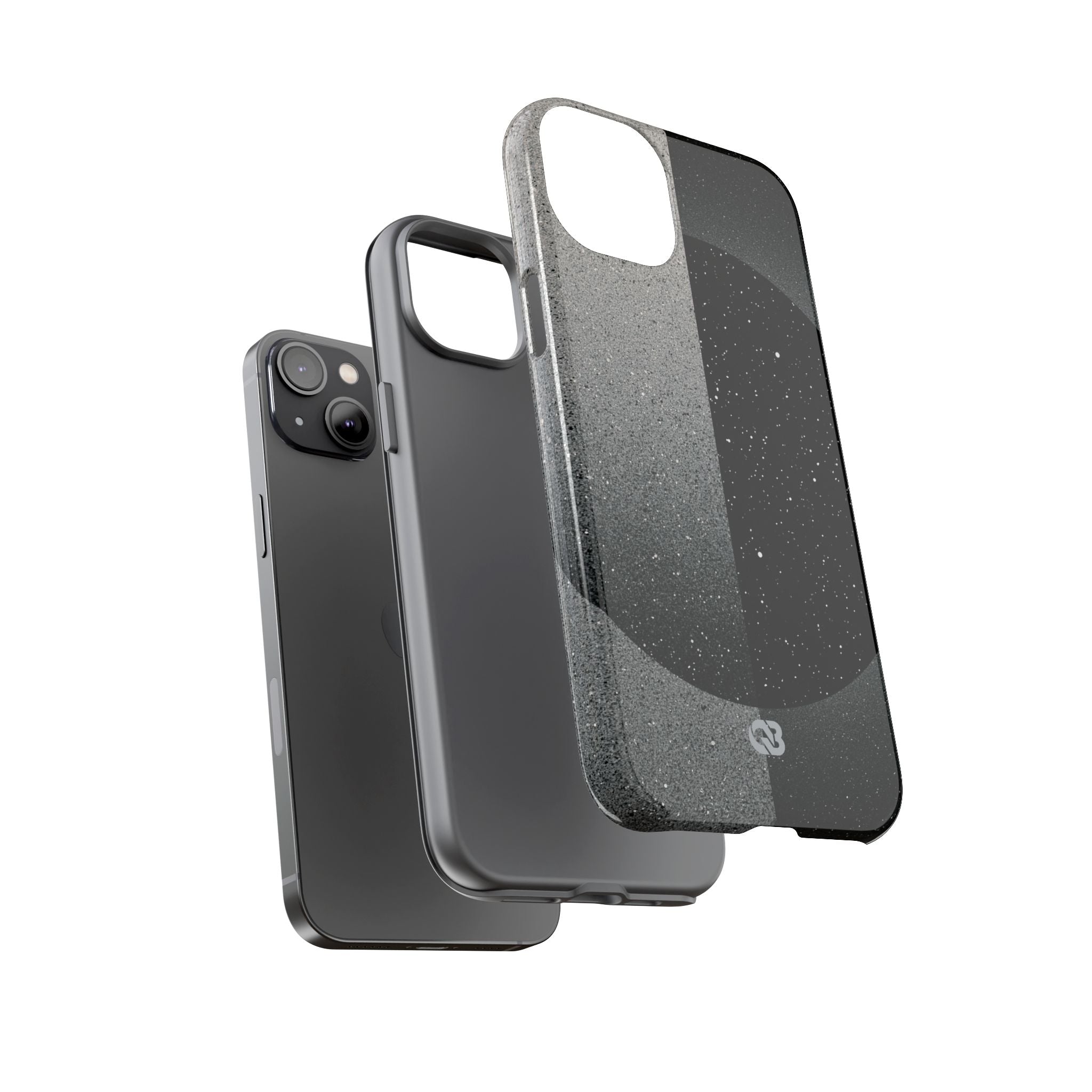 Black Tough Phone Case for iPhone - Lunar Static Orbit