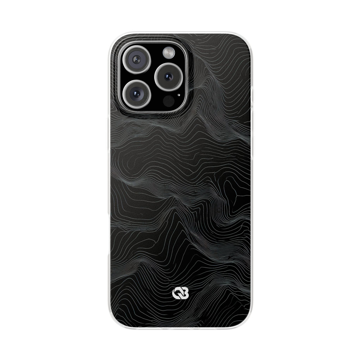 Black Lite Phone Case for iPhone - Obsidian Topo Wireframe