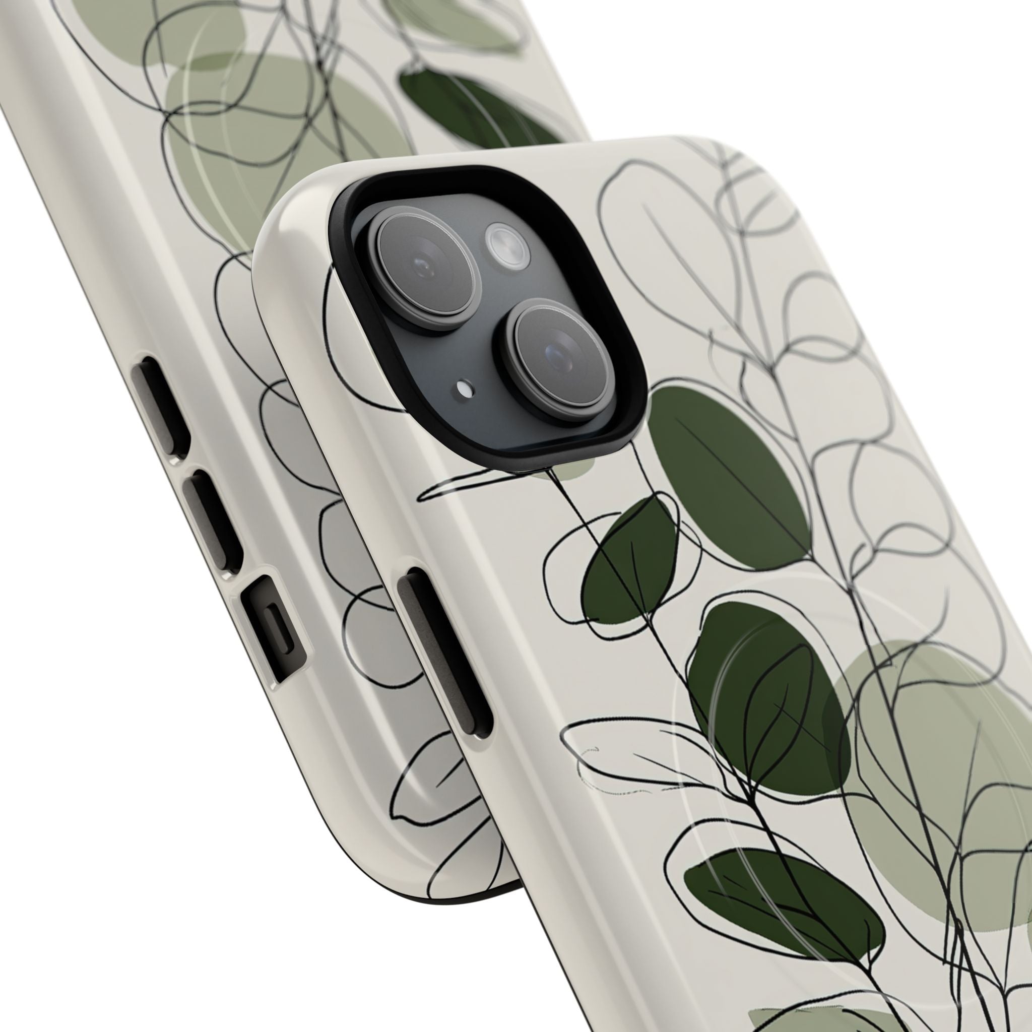 Green Tough 2.0 Magsafe Phone Case for iPhone - Muted Eucalyptus Sketch