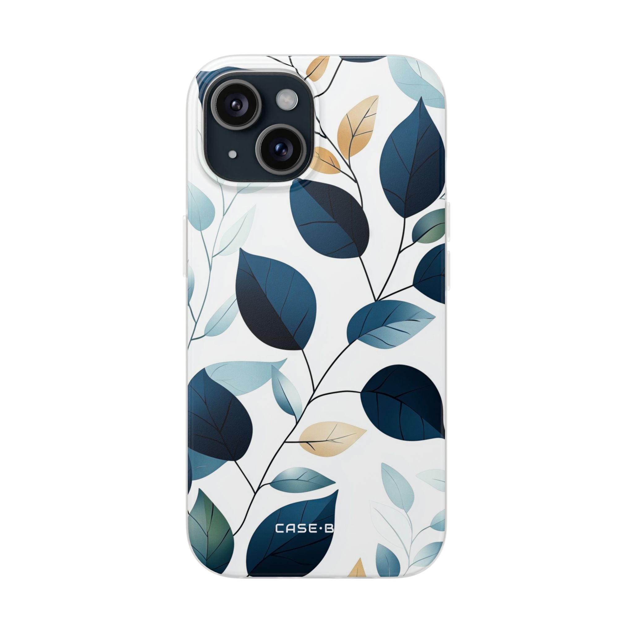 Navy Blattadern iPhone 15 Case - Soft