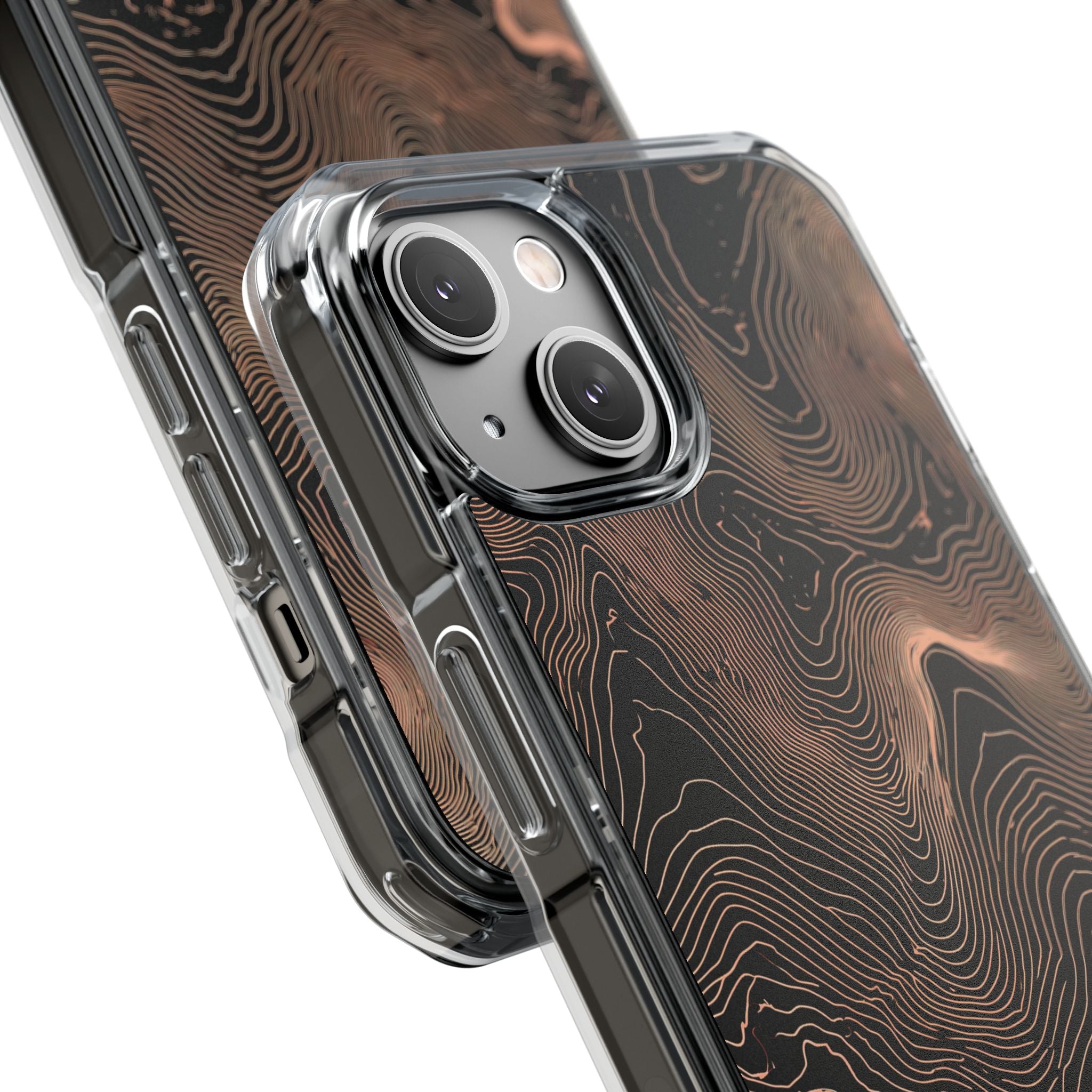 Orange Impact MagSafe Phone Case for iPhone - Salmon Ridge Topo