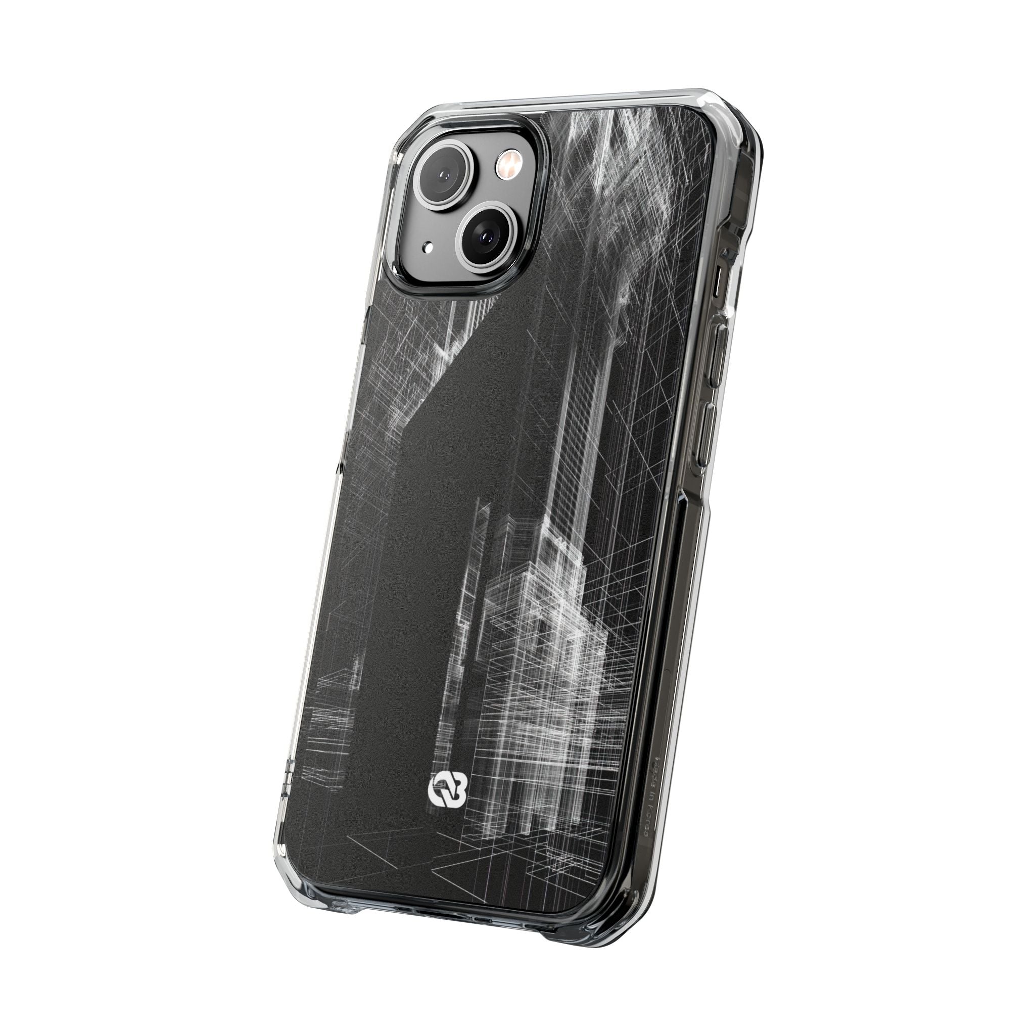Black Impact MagSafe Phone Case for iPhone - Ghost Urban Wireframe