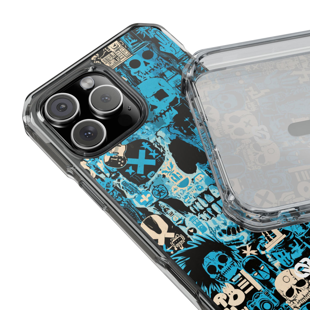 Electric Skull Graffiti · Clear Impact Magnetic Phone Case for iPhone · Blue