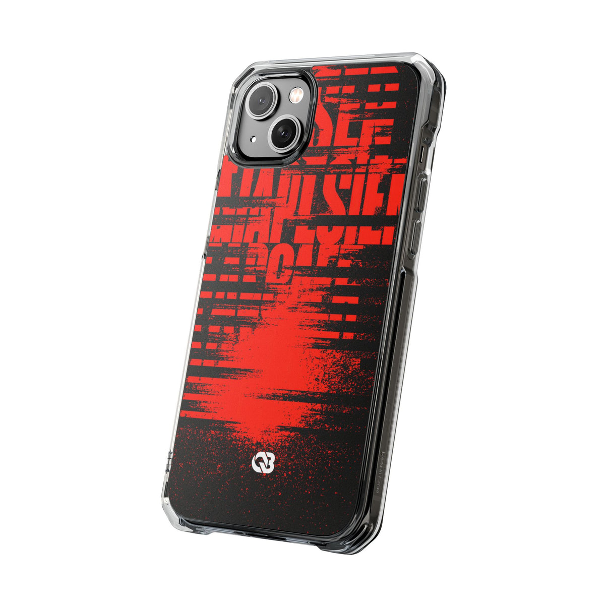 Crimson Redaction · Clear Impact Magnetic Phone Case for iPhone · Black