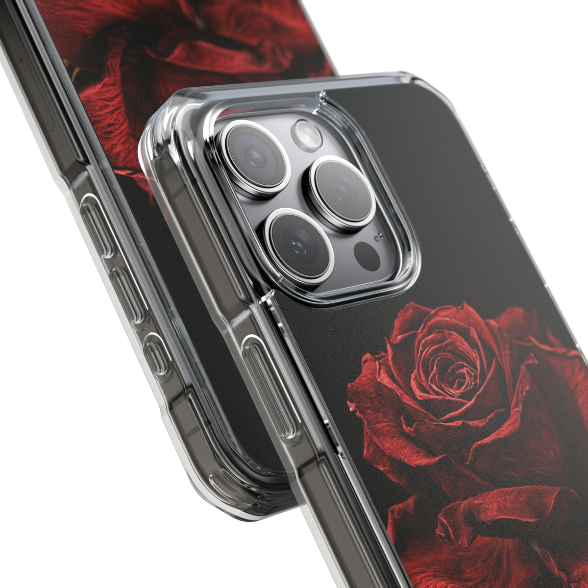 Crimson Noir Rose · Clear Impact Magnetic Phone Case for iPhone · Black