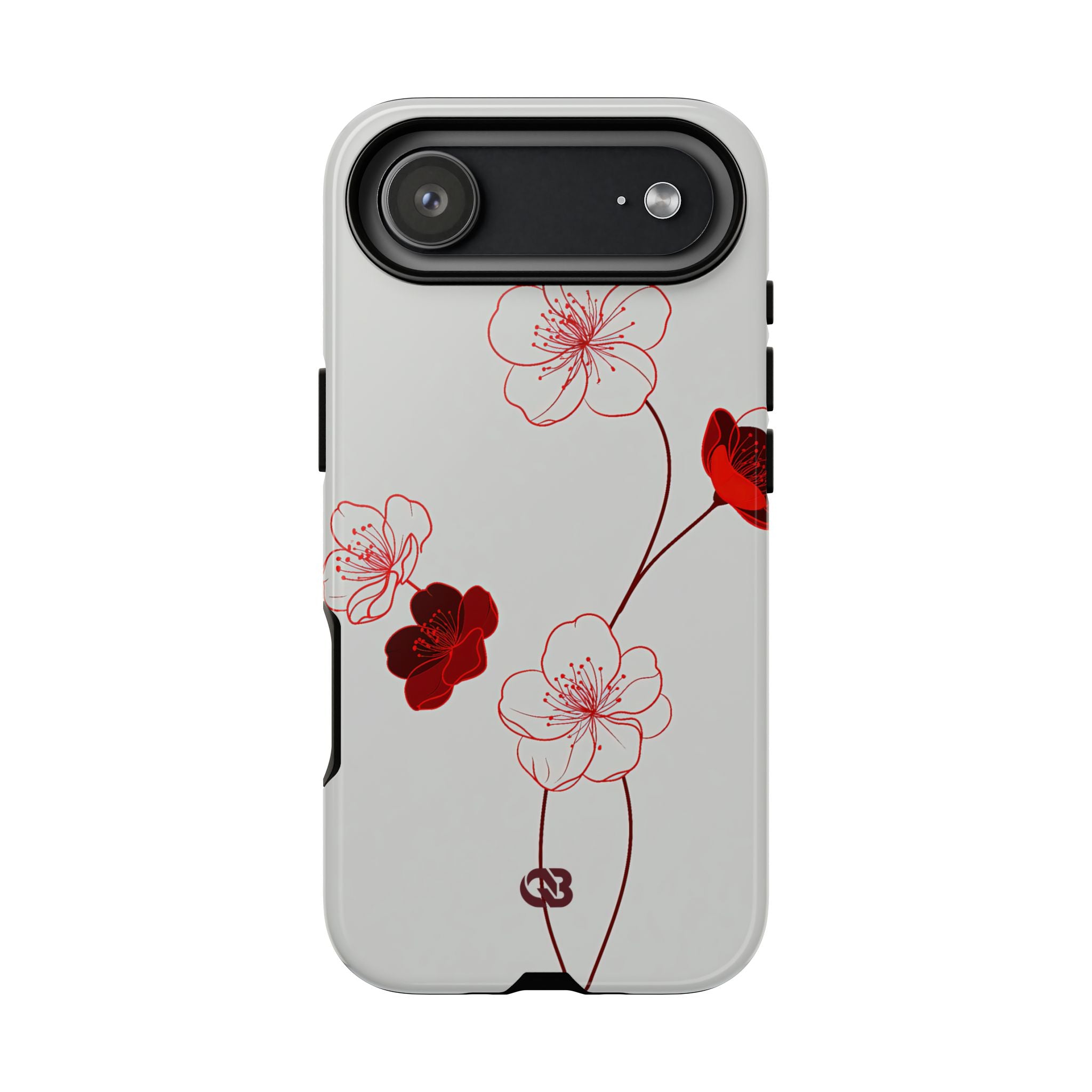 Red Tough Phone Case for iPhone - Kyoto Ember Bloom