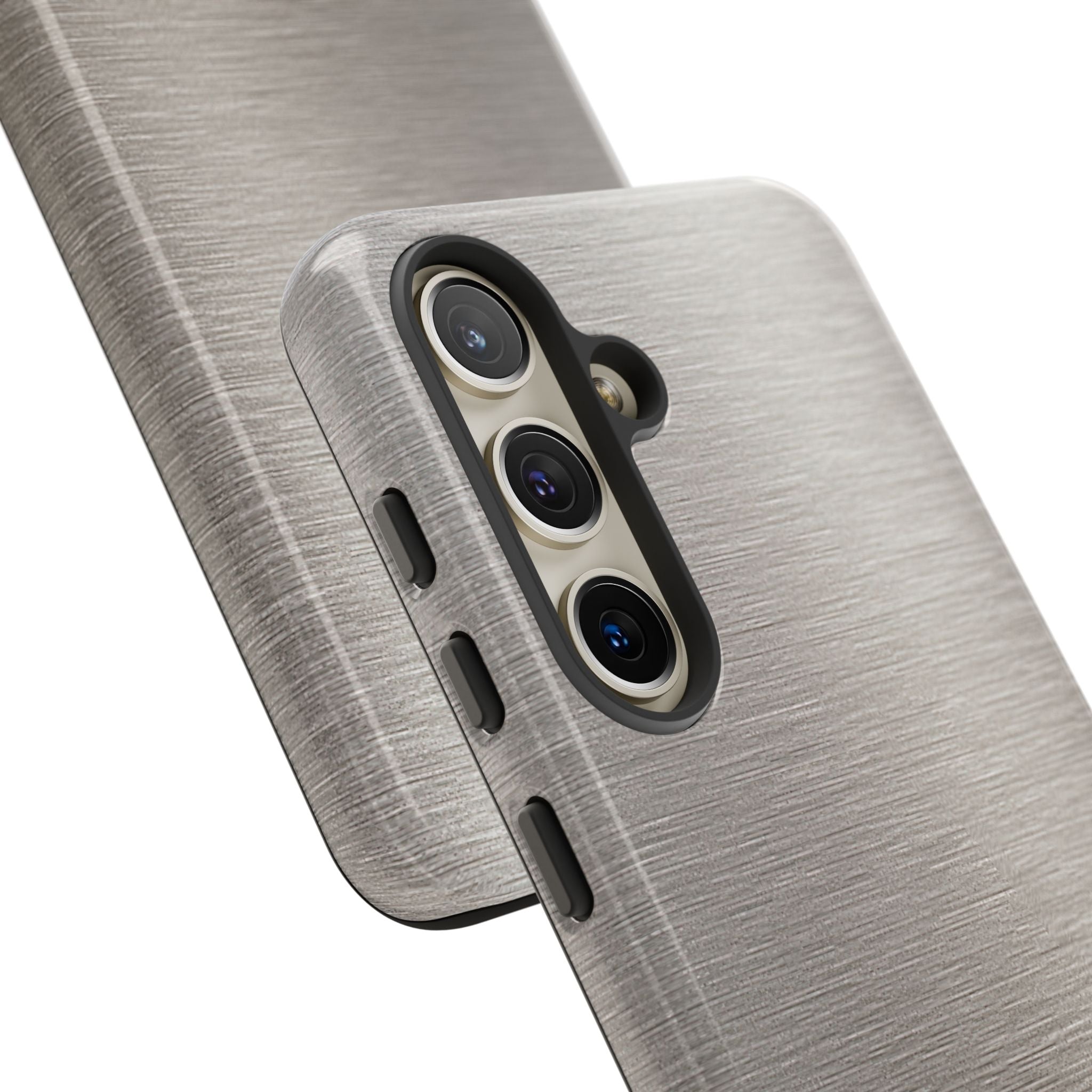 Grey Tough Phone Case for Samsung - Brushed Nickel Linen