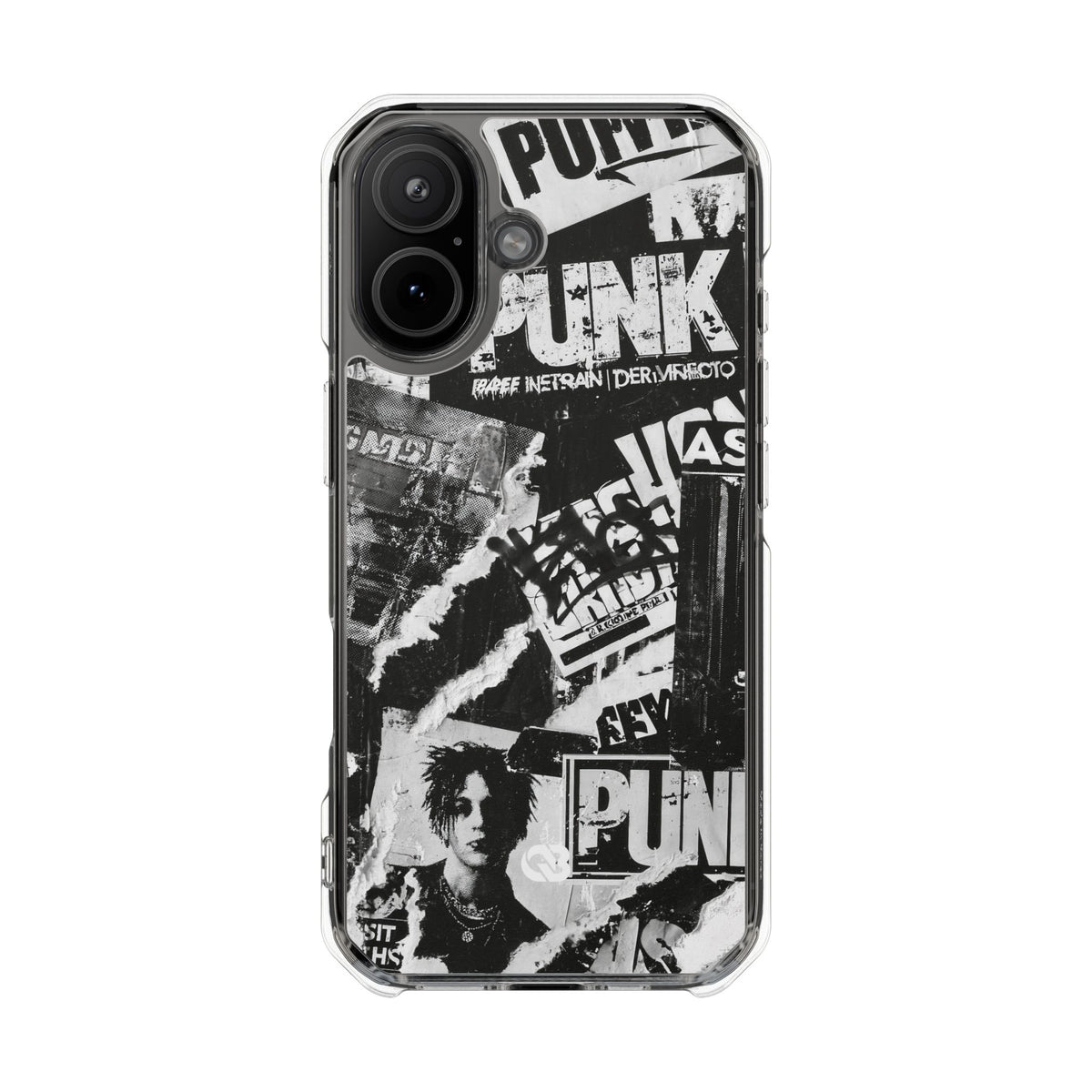 Underground Punk Collage · Clear Impact Magnetic Phone Case for iPhone · Black