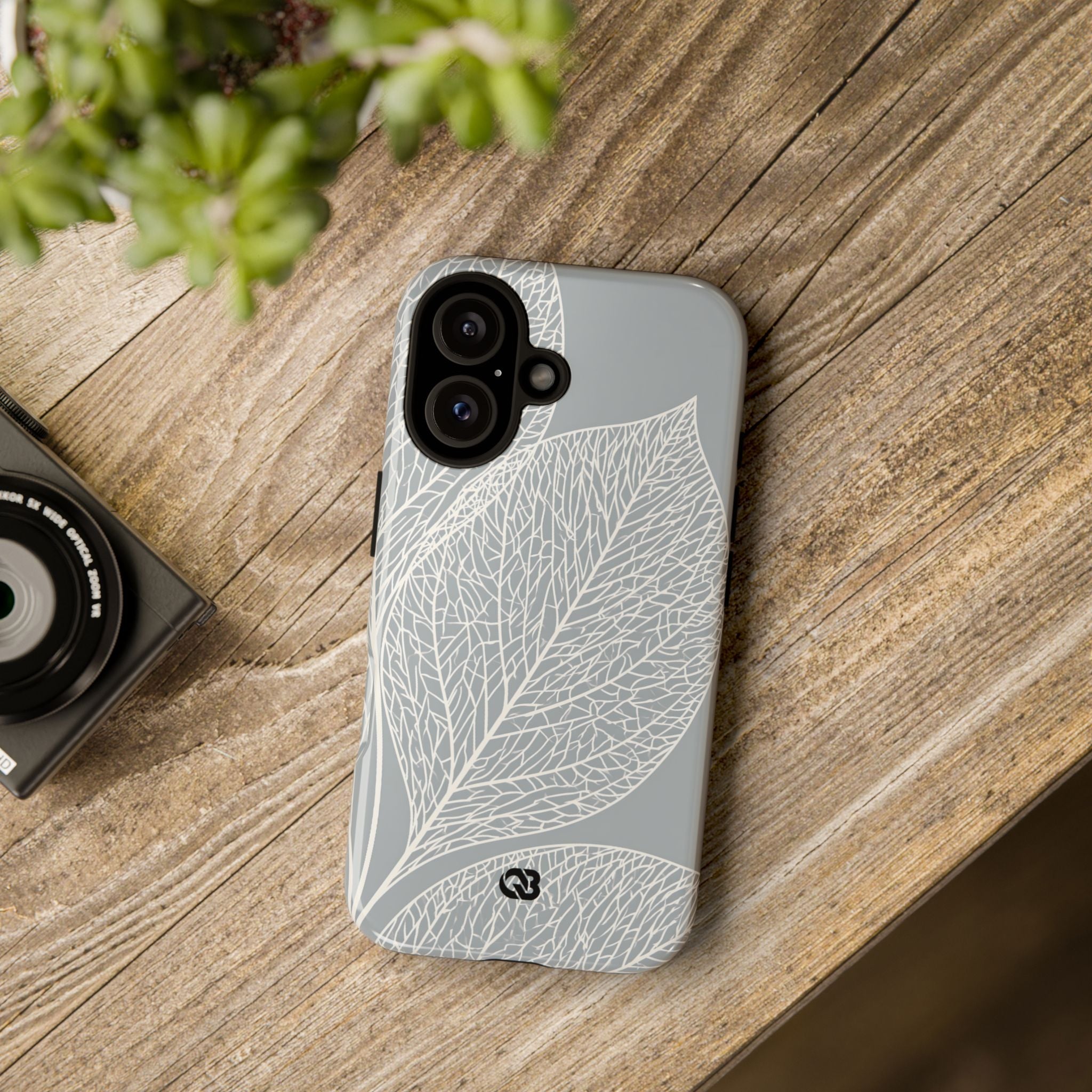 Grey Tough Phone Case for iPhone - Frosted Ash Veins