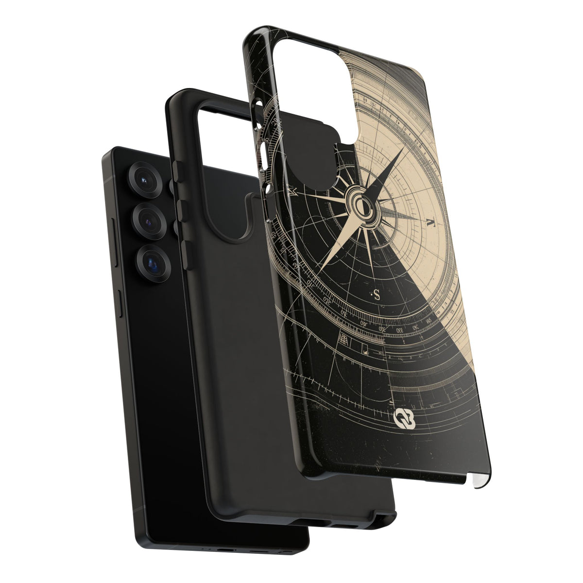 Beige Tough Phone Case for Samsung - Obsidian Nautical Blueprint