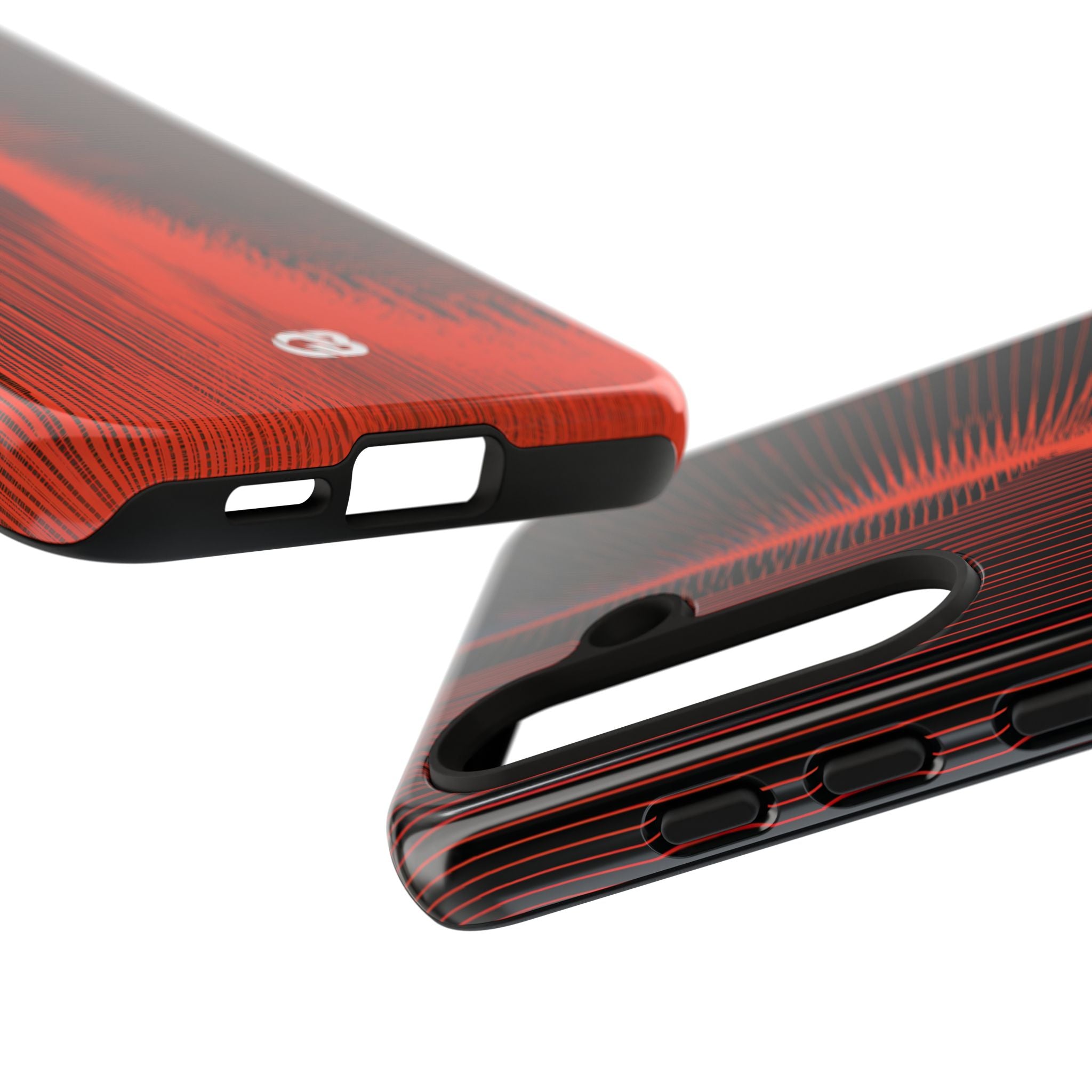 Red Tough Phone Case for Samsung - Crimson Frequency Pulse