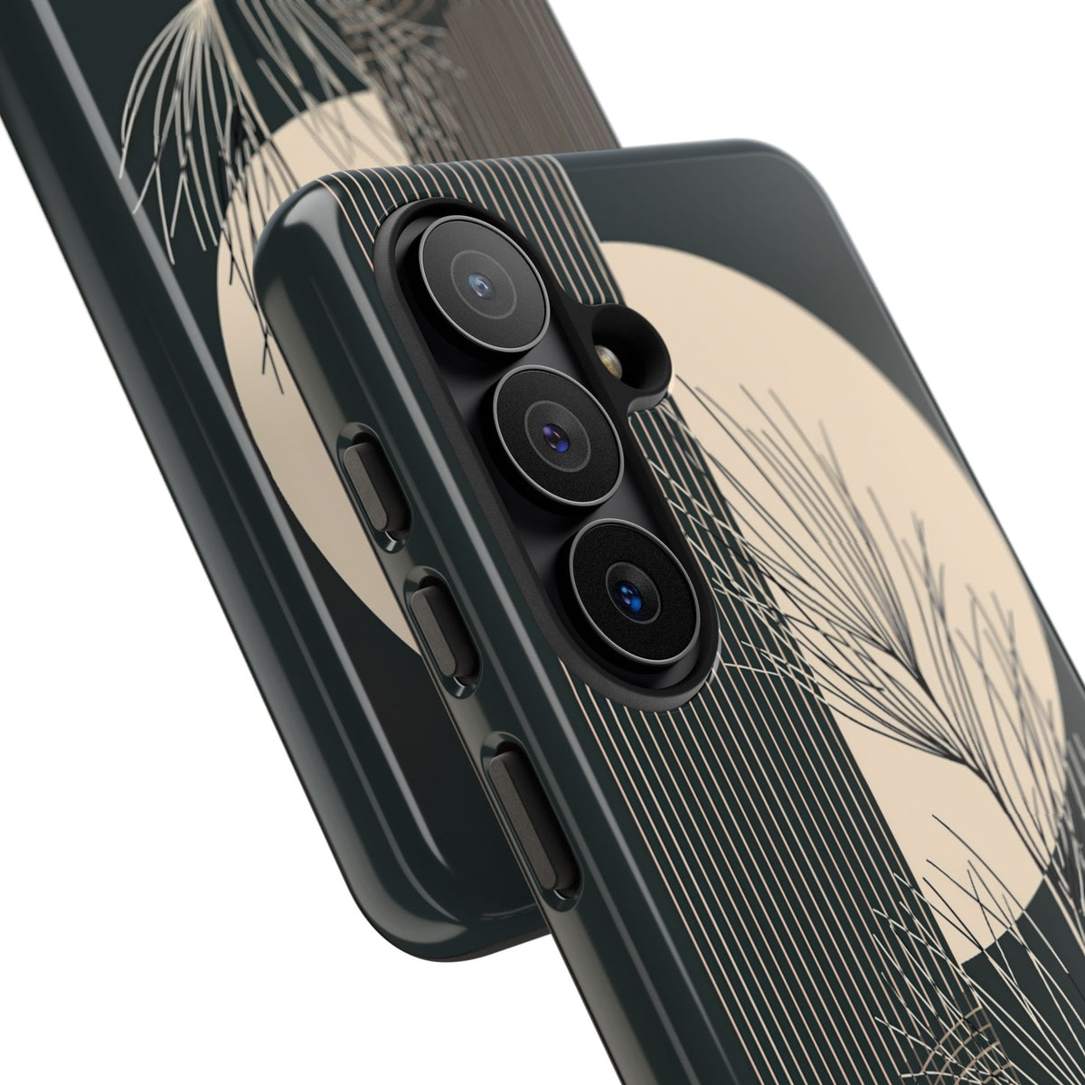 Black Tough Phone Case for Samsung - Obsidian Sand Willow
