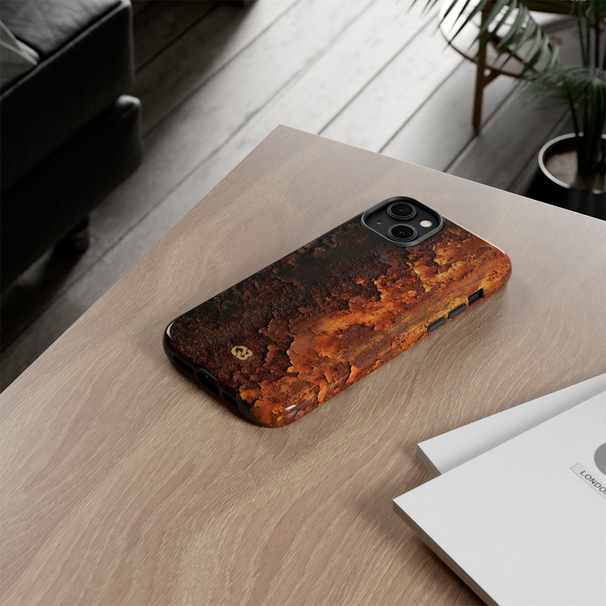 Orange Tough Phone Case for iPhone - Oxidized Iron Crust