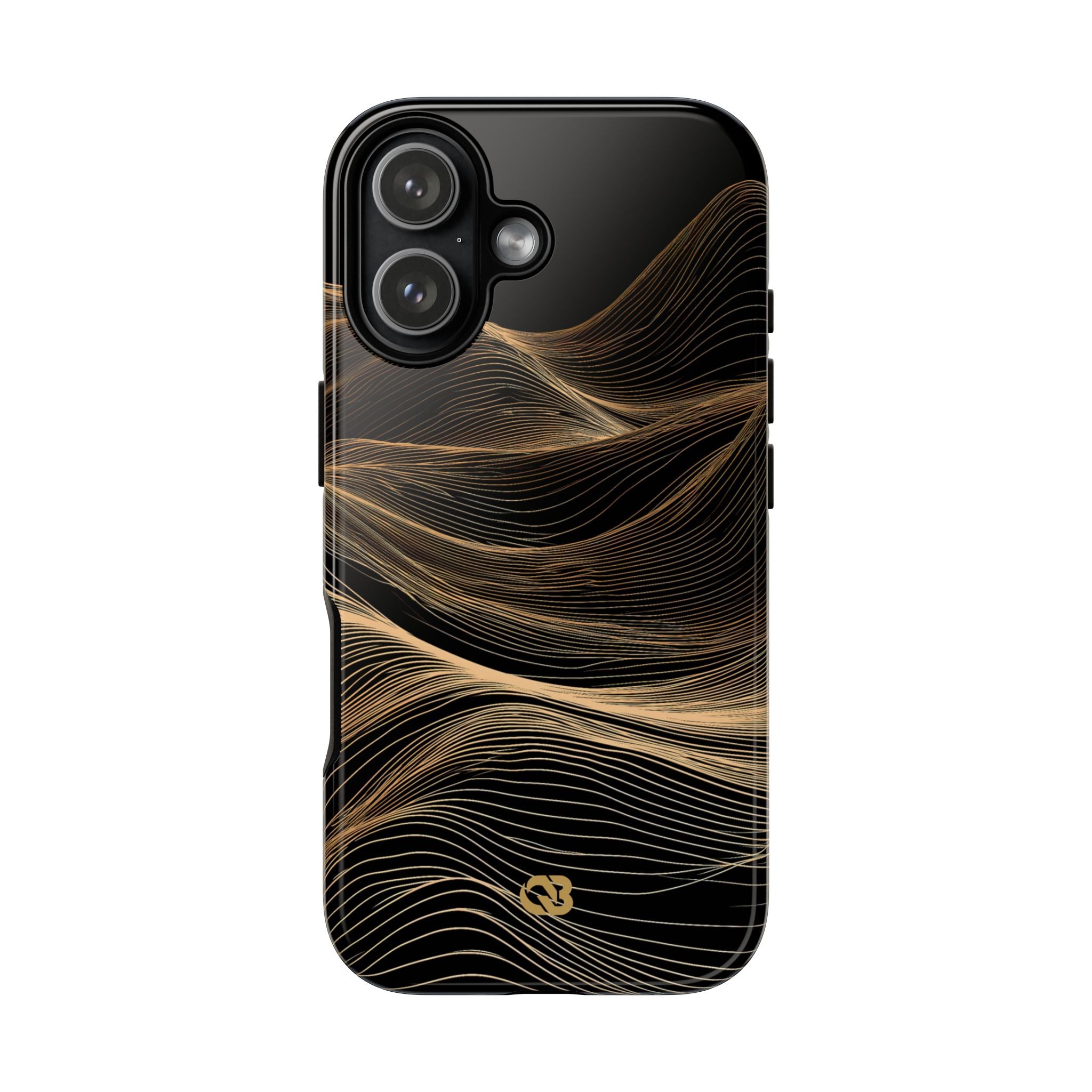 Black Tough Phone Case for iPhone - Copper Topo Ridge