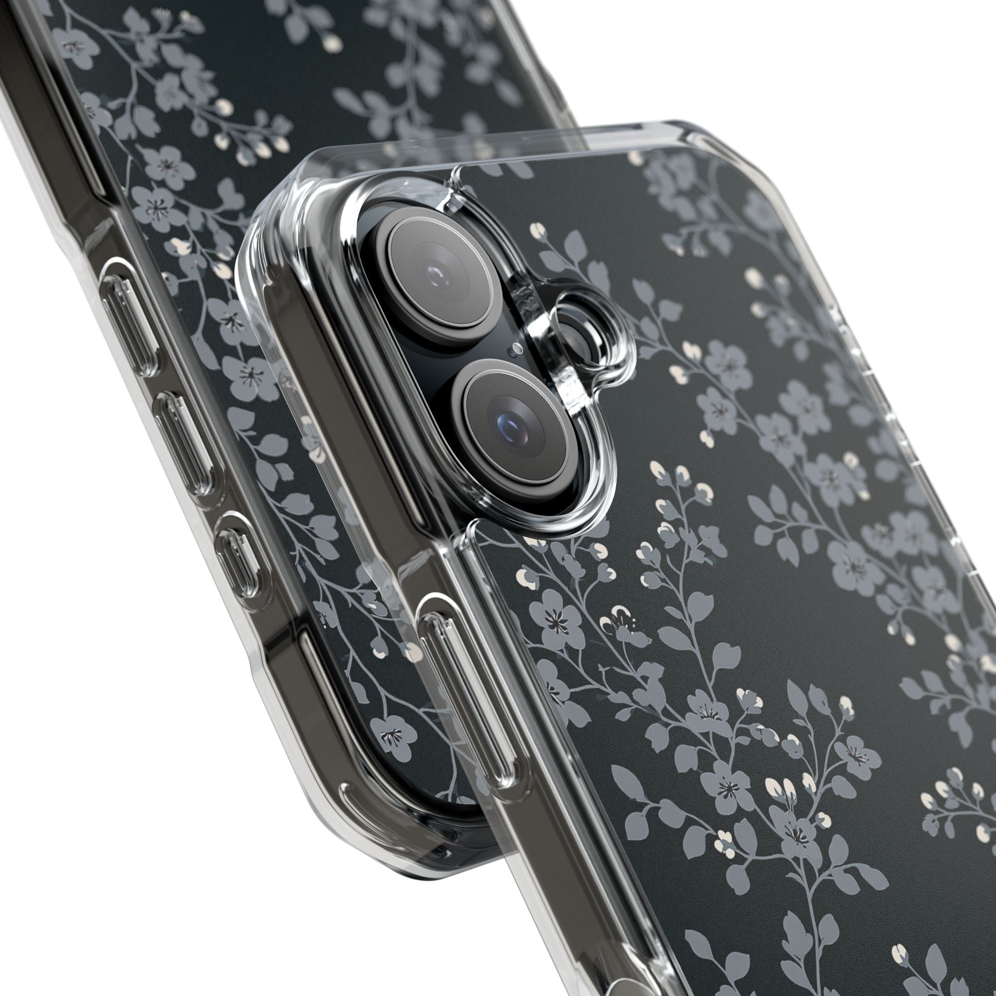 Black Impact MagSafe Phone Case for iPhone - Midnight Slate Blossom