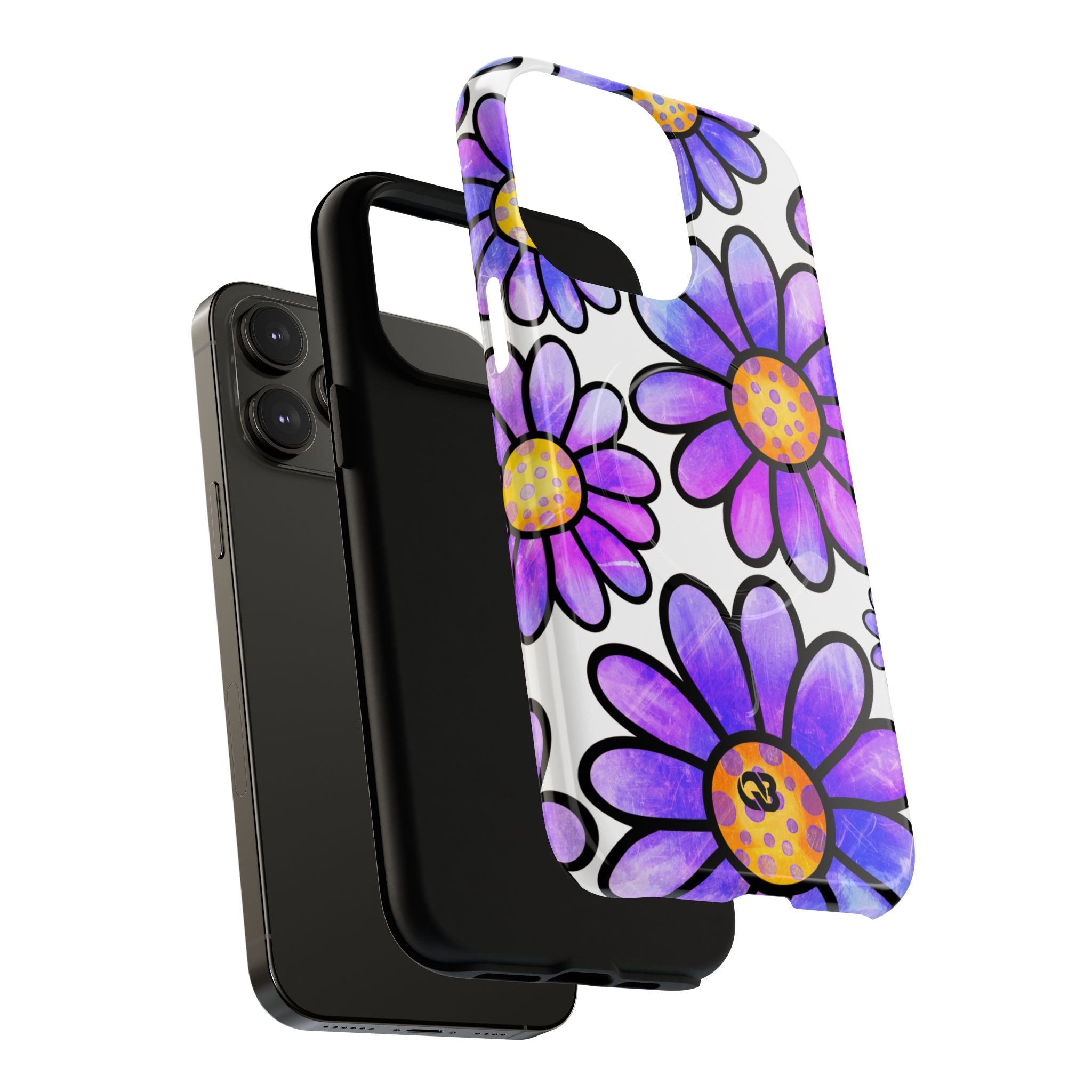 Violet Grunge Bloom · Tough+ Handyhülle für iPhone · Magsafe