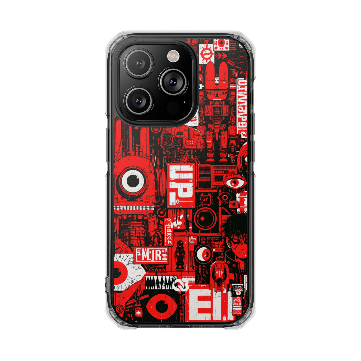 Neo Mecha Collage · Clear Impact Magnetic Phone Case for iPhone · Red
