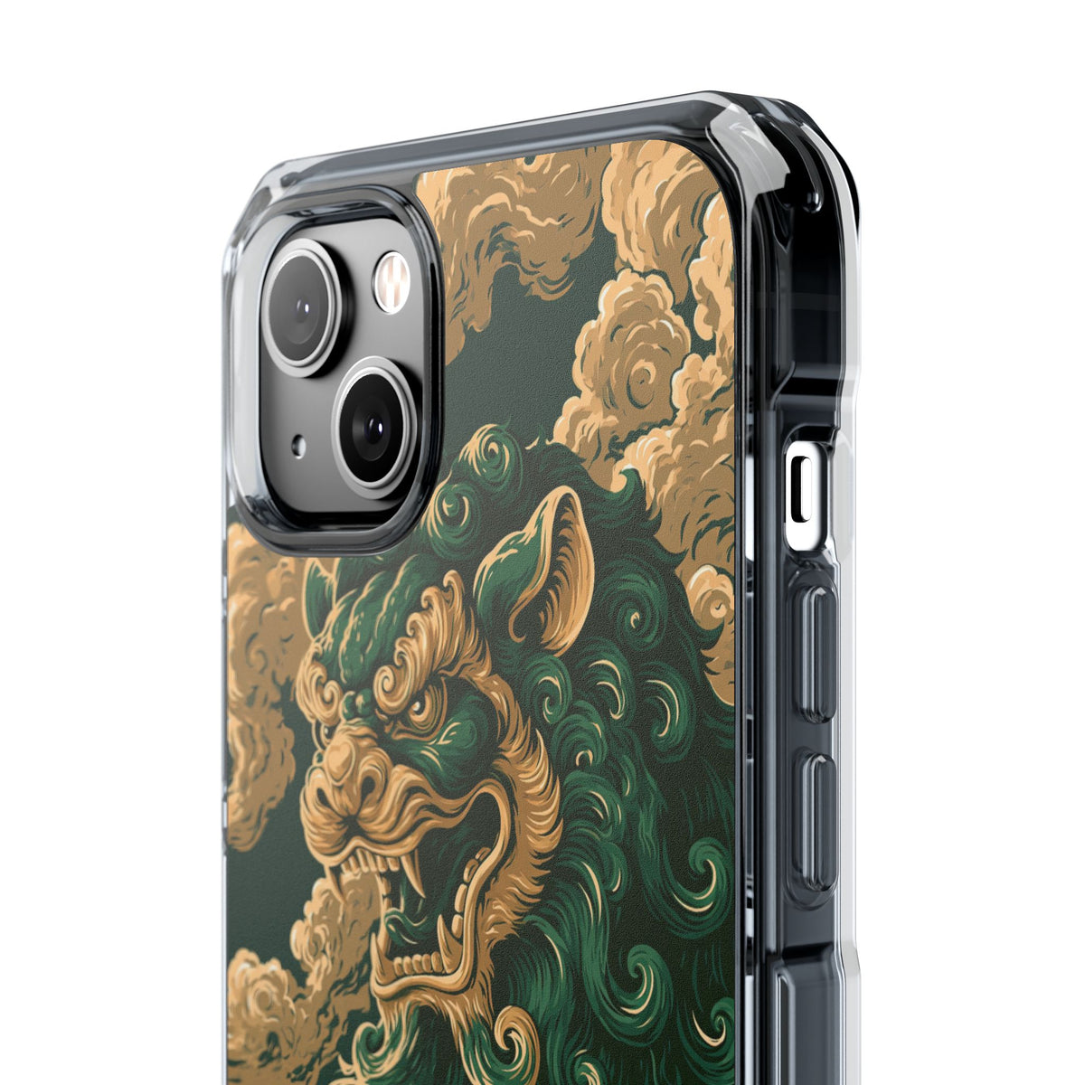 Imperial Guardian Lion · Clear Impact Magnetic Phone Case for iPhone · Green