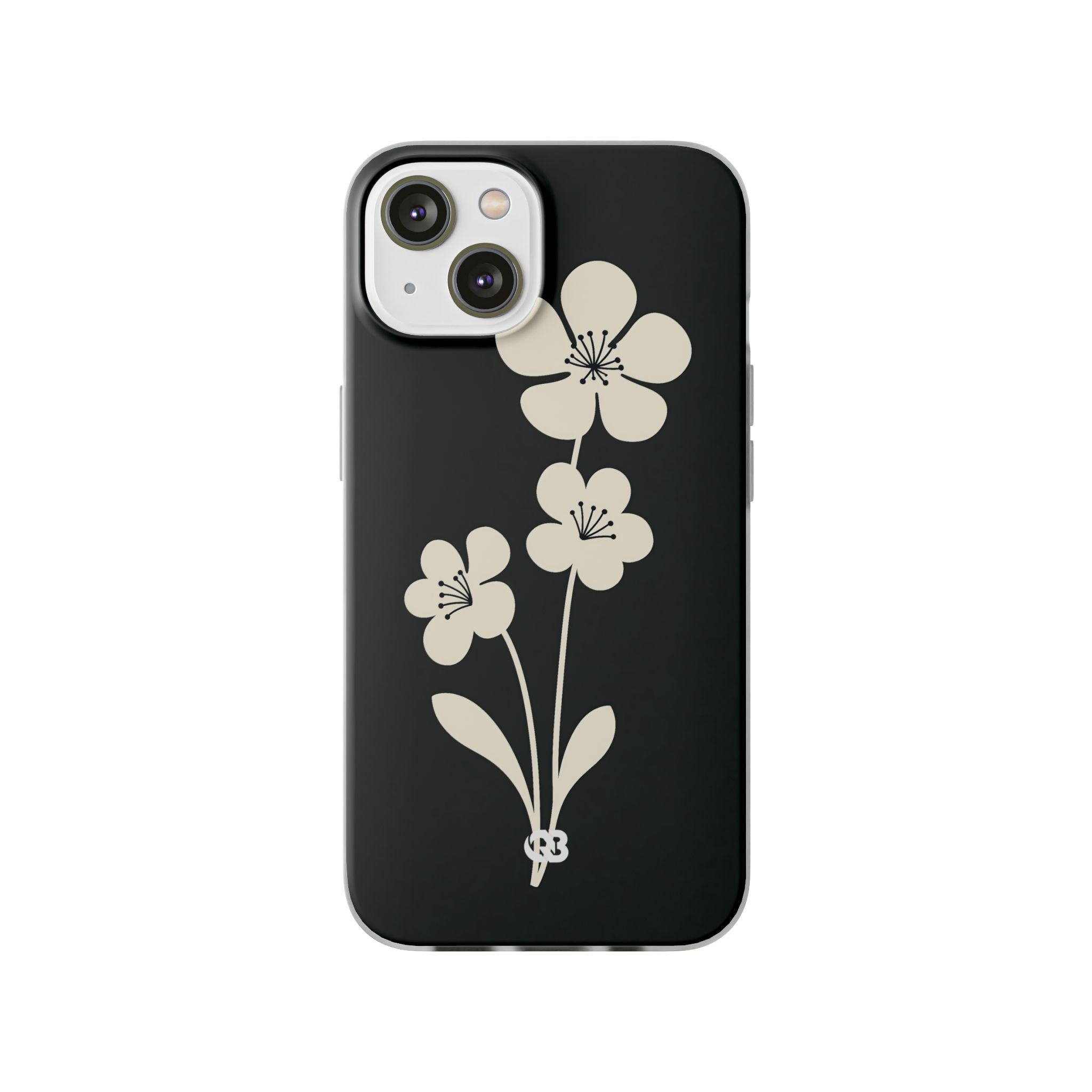Black Lite Phone Case for iPhone - Obsidian Cream Bloom