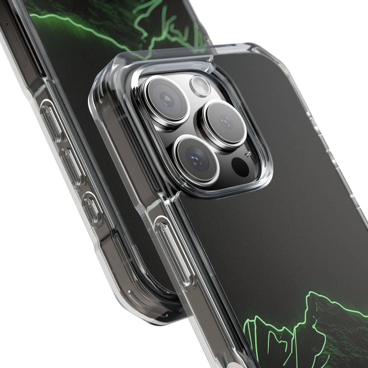 Nordic Mountain Contour · Clear Impact Magnetic Phone Case for iPhone · Black