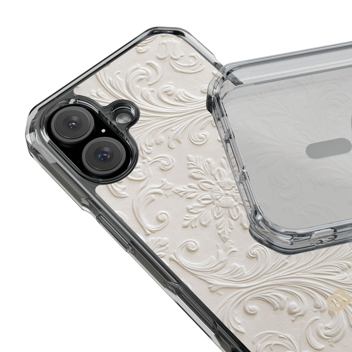 White Impact MagSafe Phone Case for iPhone - Alabaster Floral Relief