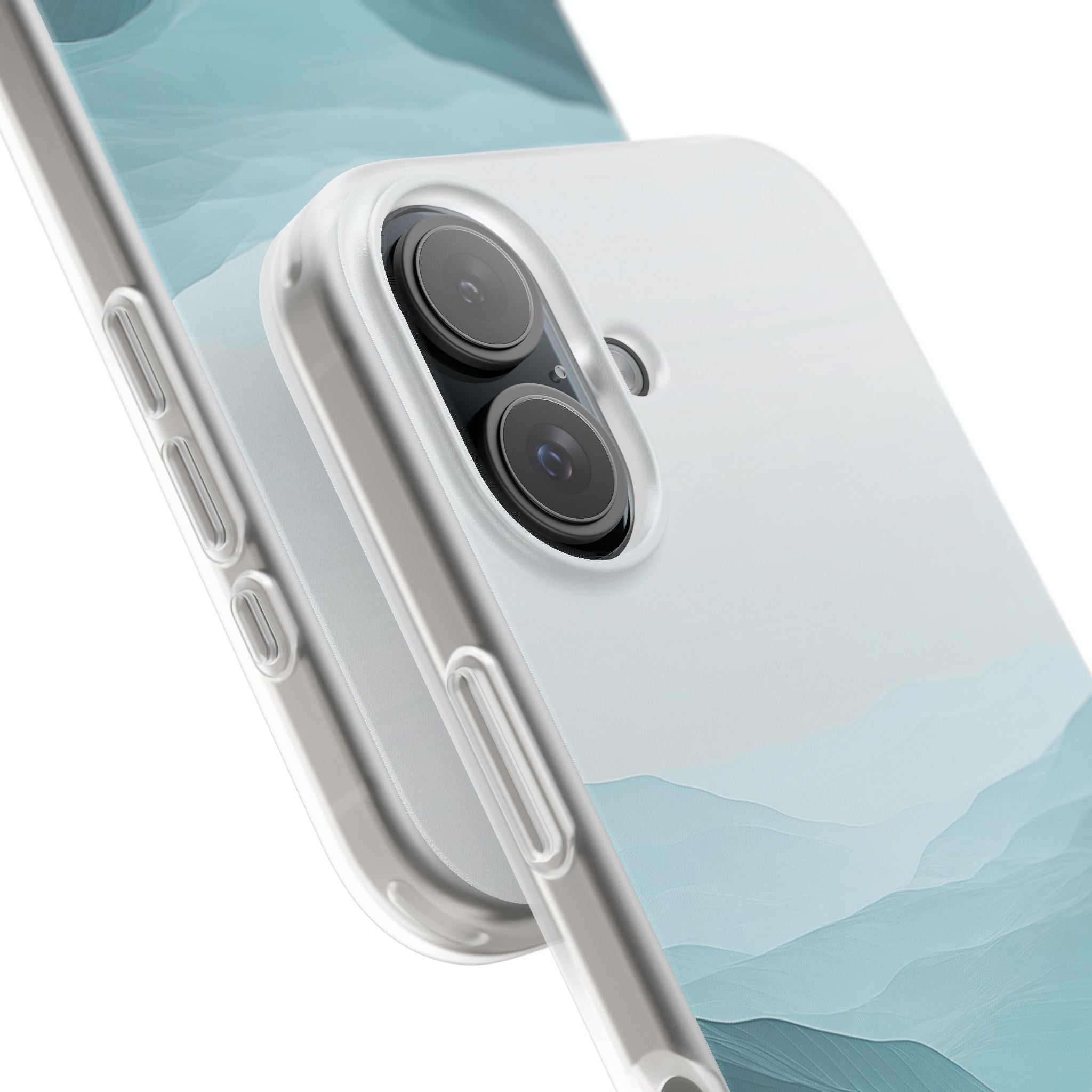 Teal Mist Mountains iPhone 16 Case - Soft