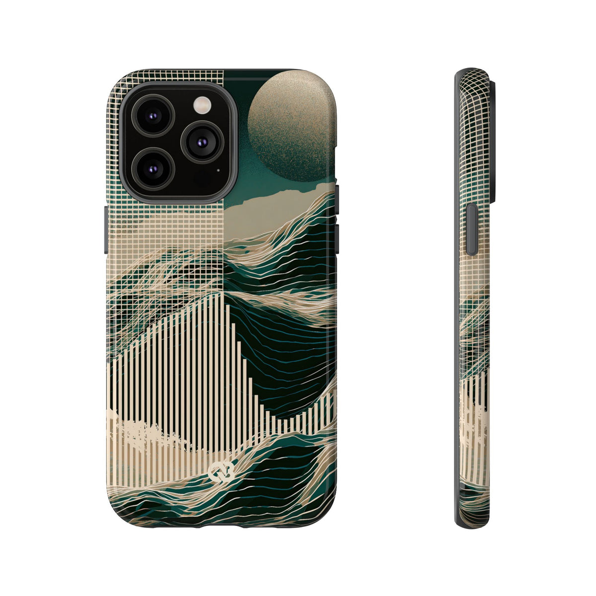 Green Tough Phone Case for iPhone - Lunar Moss Topography