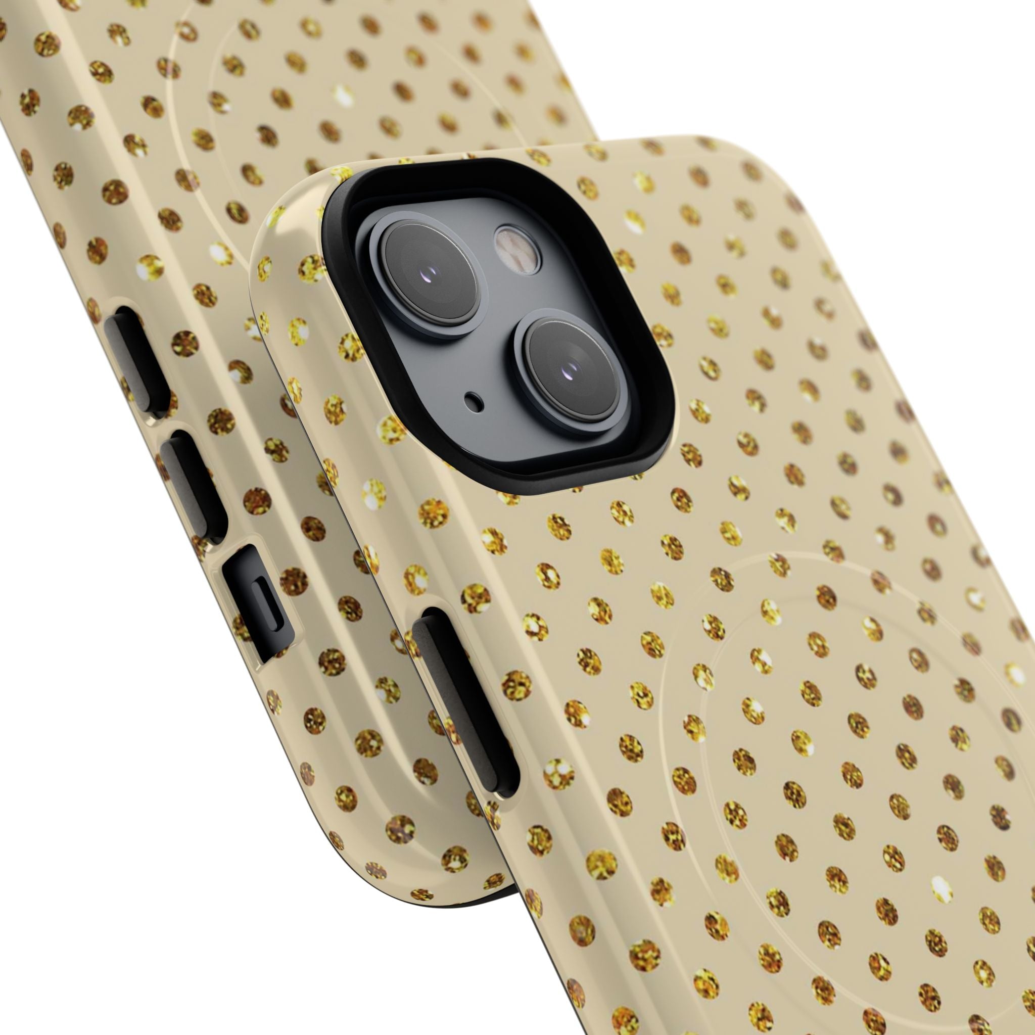 Gold Sparkle Grid iPhone 14 Case - Tough+