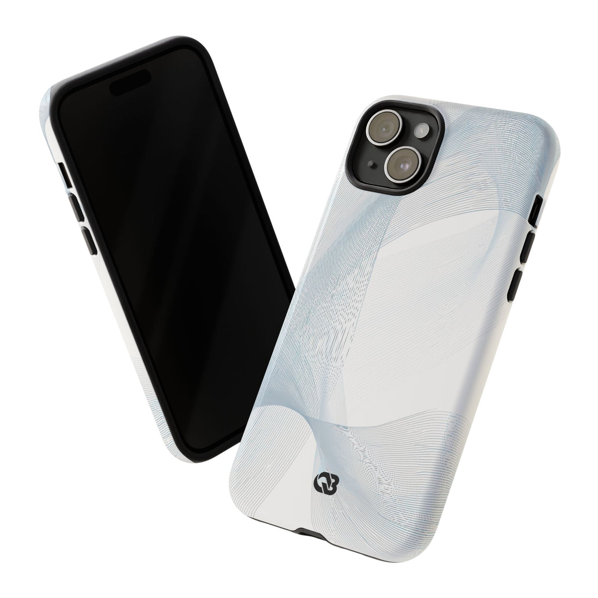 White Tough Phone Case for iPhone - Arctic Line Current