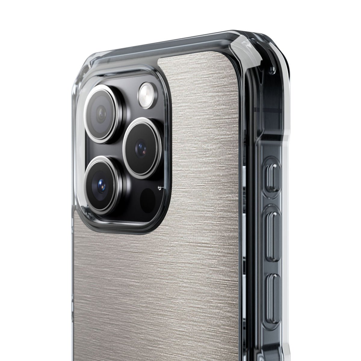 Grey Impact MagSafe Phone Case for iPhone - Brushed Nickel Linen