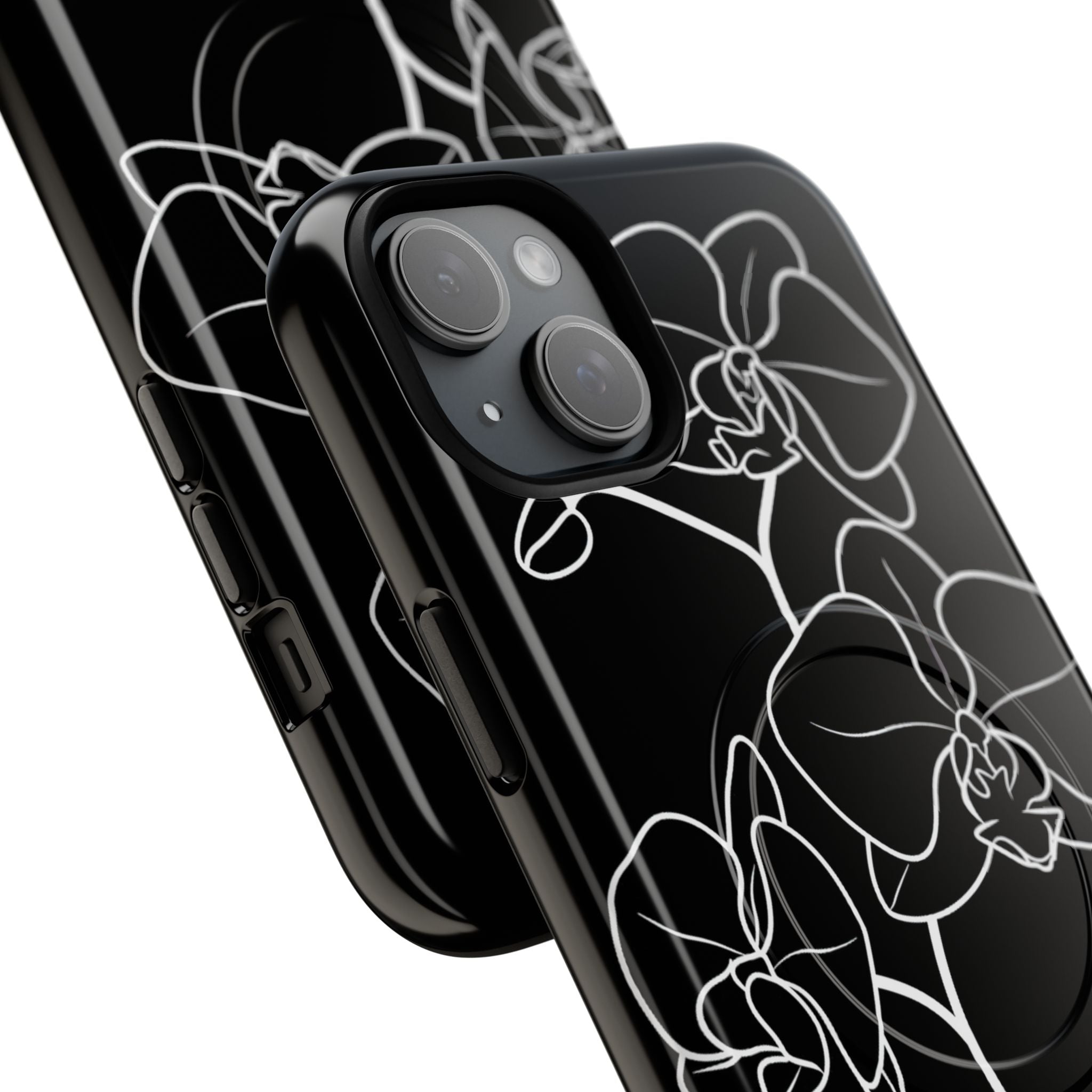 Black Tough 2.0 Magsafe Phone Case for iPhone - Noir Alabaster Orchid