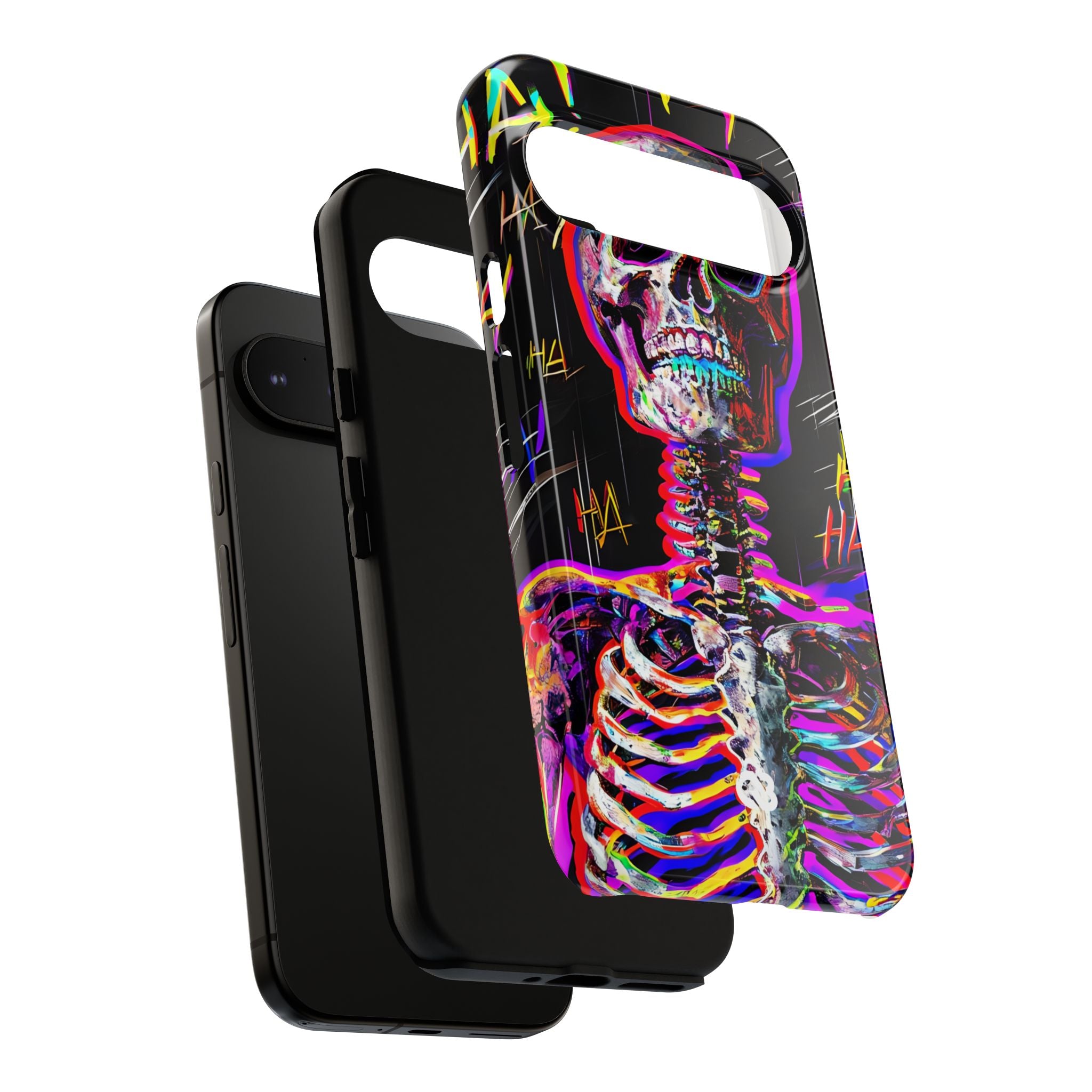 Neon Glitch Skeleton · Tough Handyhülle für Google Pixel