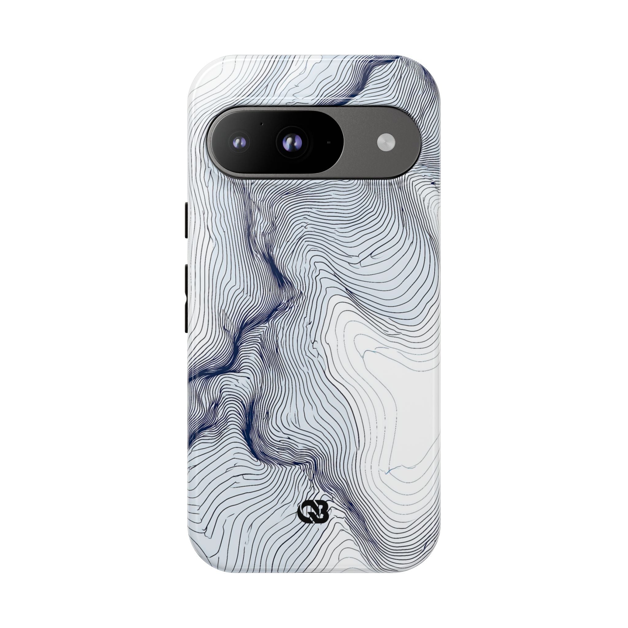 White Tough Phone Case for Google Pixel - Nordic Ridge Topo
