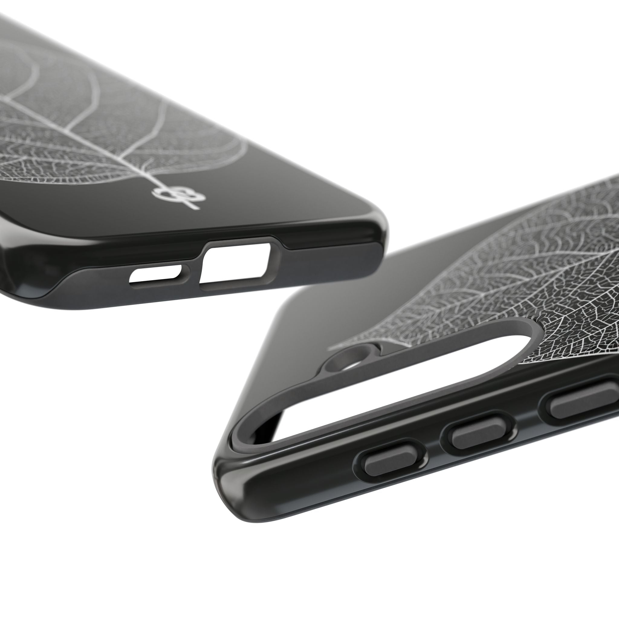 Black Tough Phone Case for Samsung - Bleached Leaf Lattice