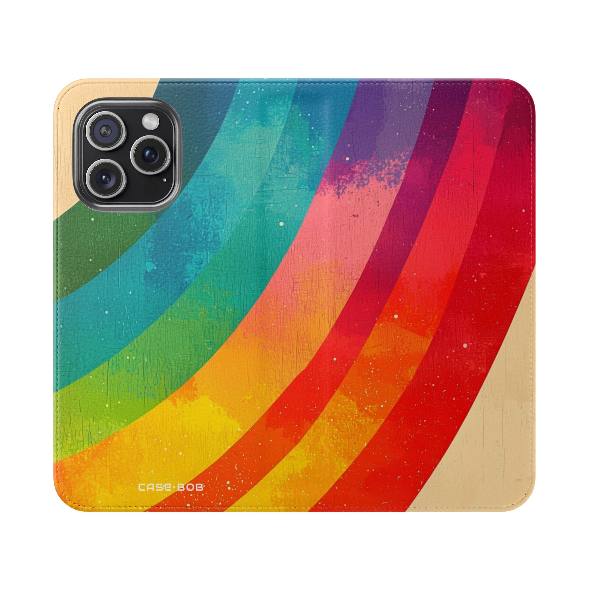 Curved Rainbow Breeze - iPhone 15 Pro Max Case - Wallet