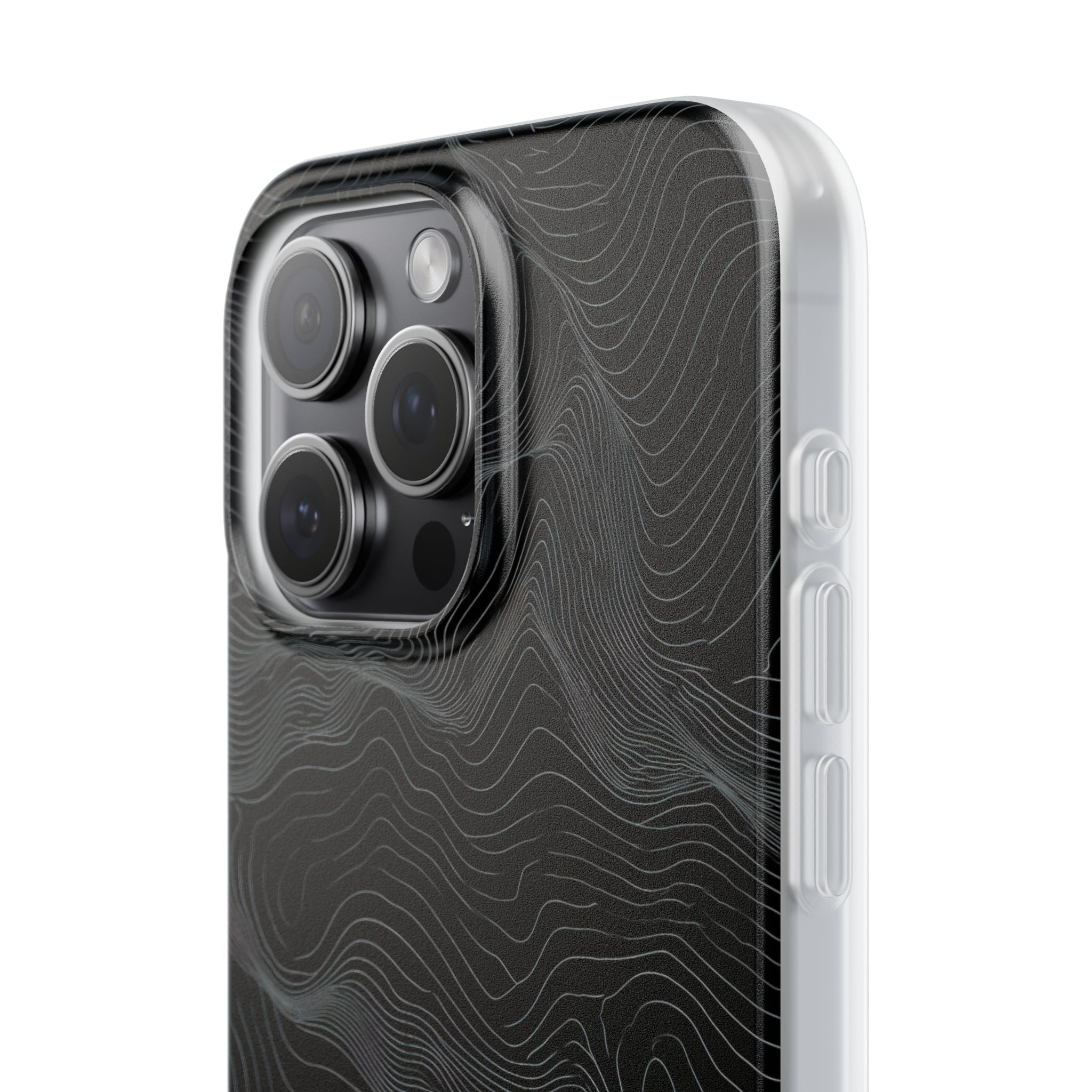 Black Lite Phone Case for iPhone - Obsidian Topo Wireframe
