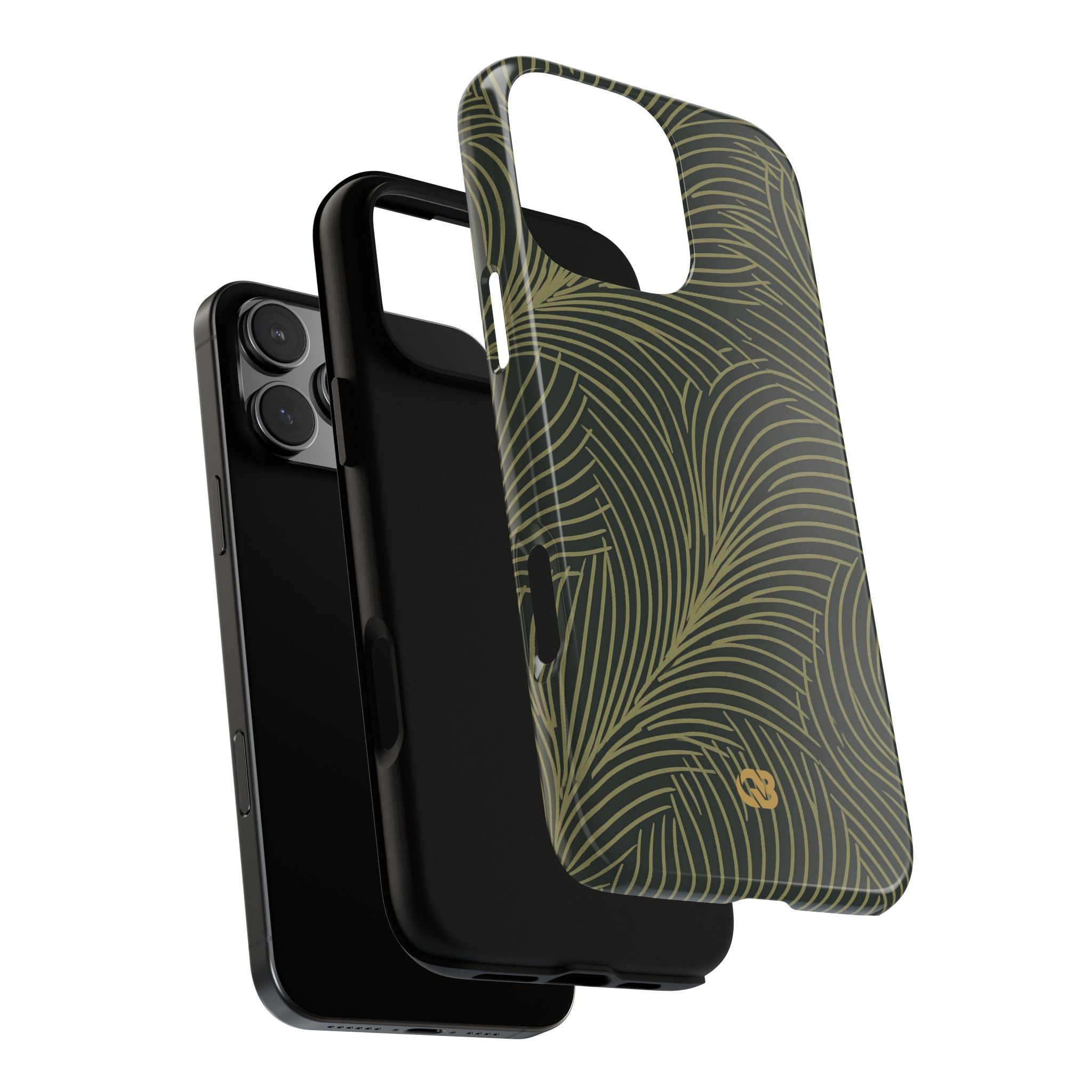Green Tough Phone Case for iPhone - Dark Olive Plume