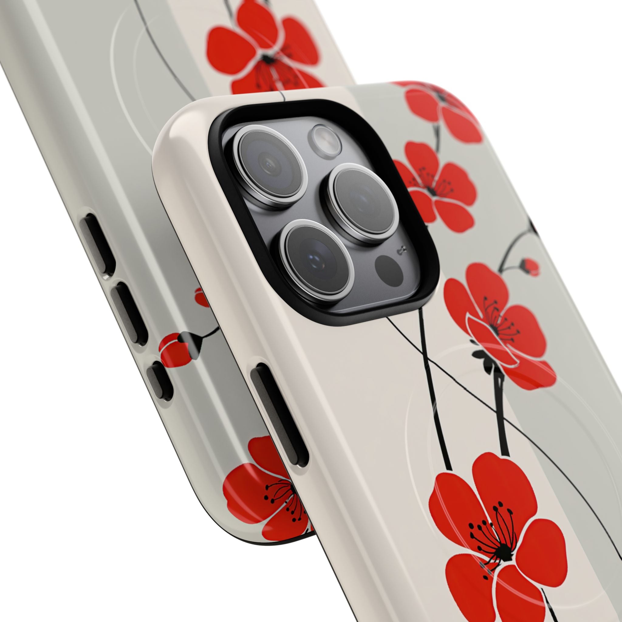 Red Tough 2.0 Magsafe Phone Case for iPhone - Crimson Plum Ink
