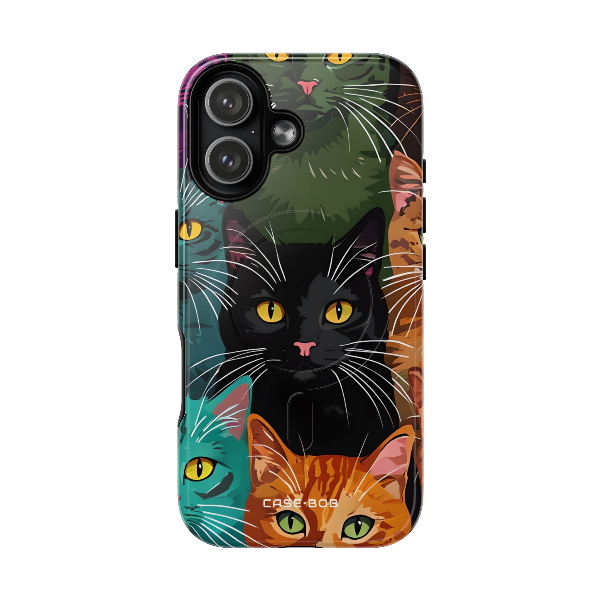 Teal Cat Grid iPhone 17 Case - Tough+ - CASE•BOB