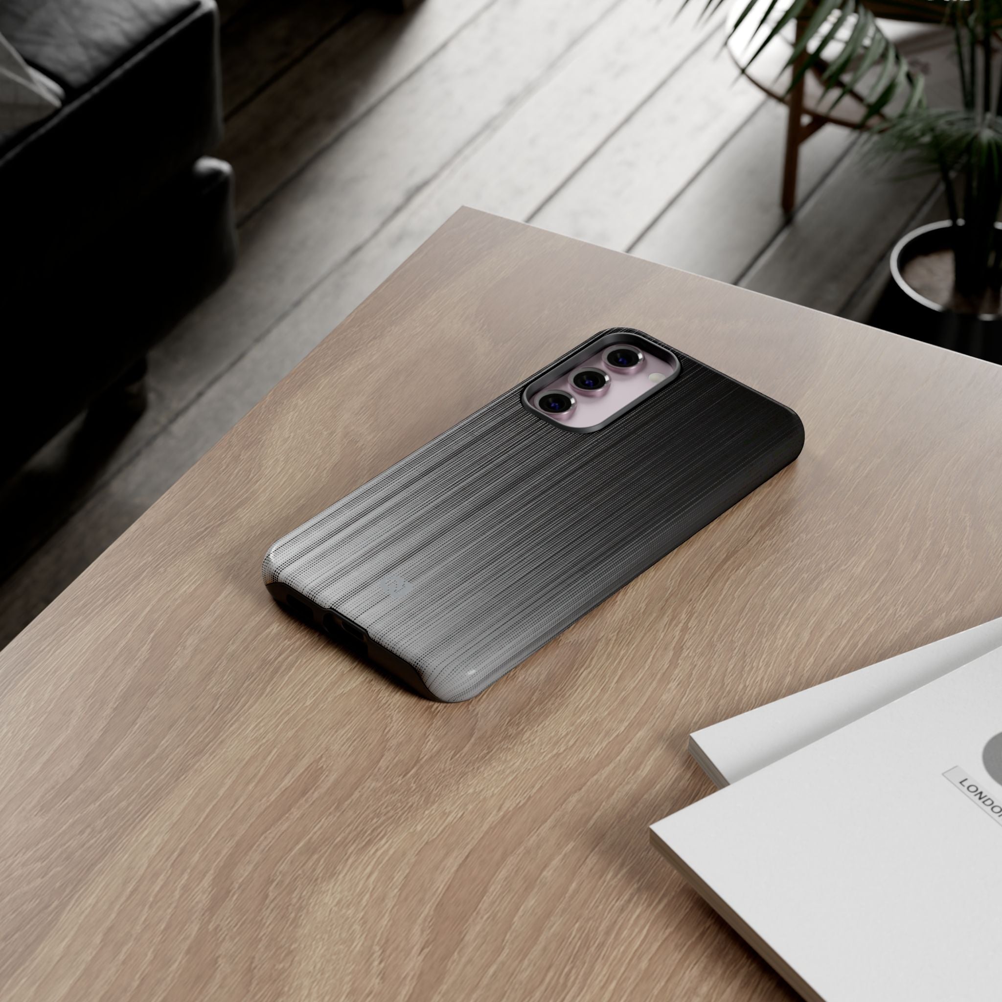 Grey Tough Phone Case for Samsung - Static Vertical Dither