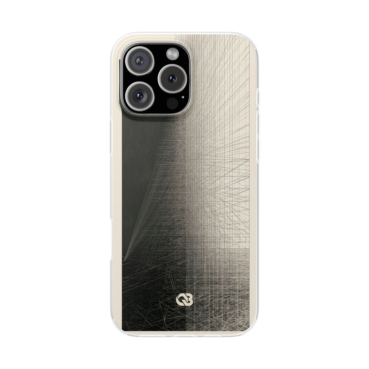 Beige Lite Phone Case for iPhone - Brutalist Graphite Grid