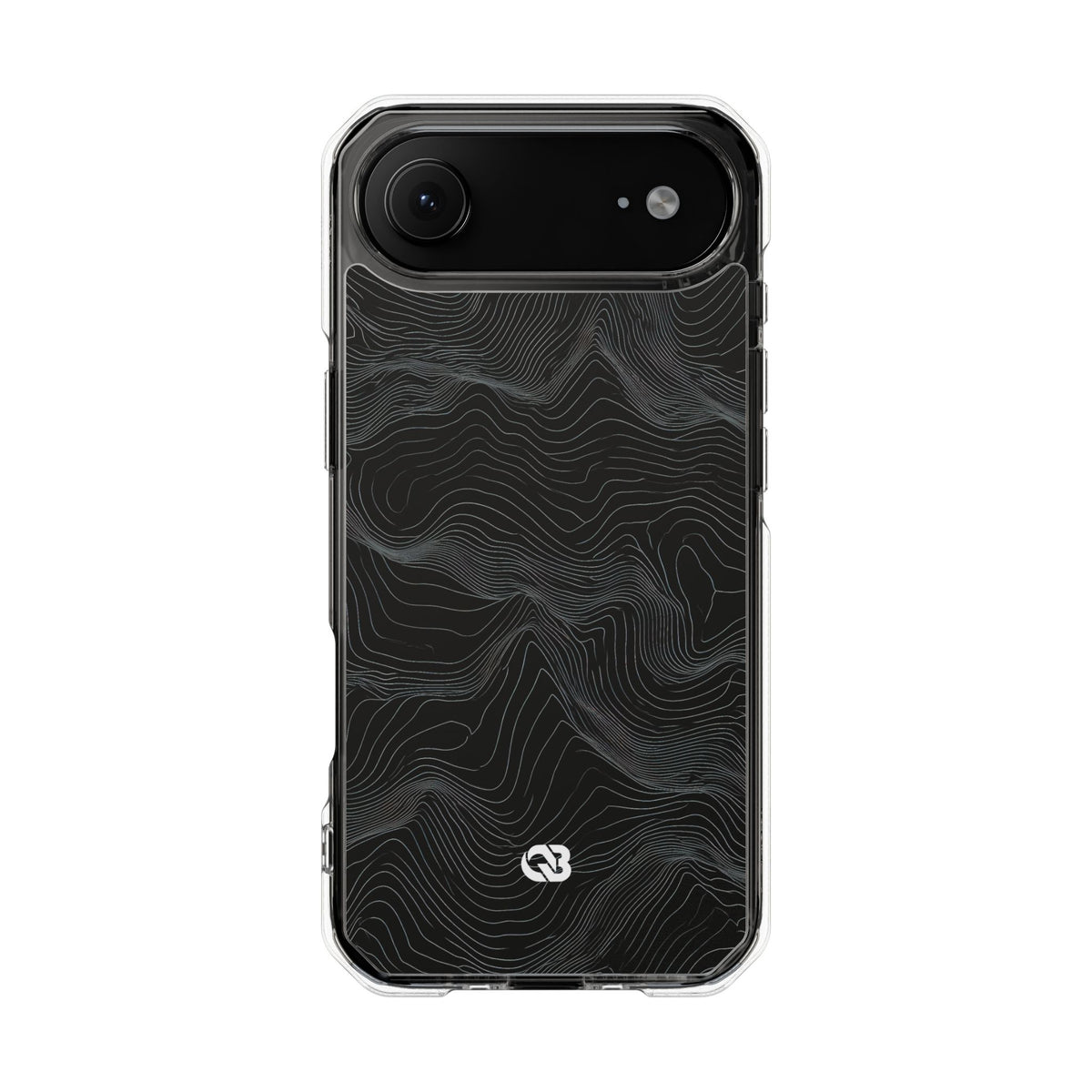 Black Impact MagSafe Phone Case for iPhone - Obsidian Topo Wireframe
