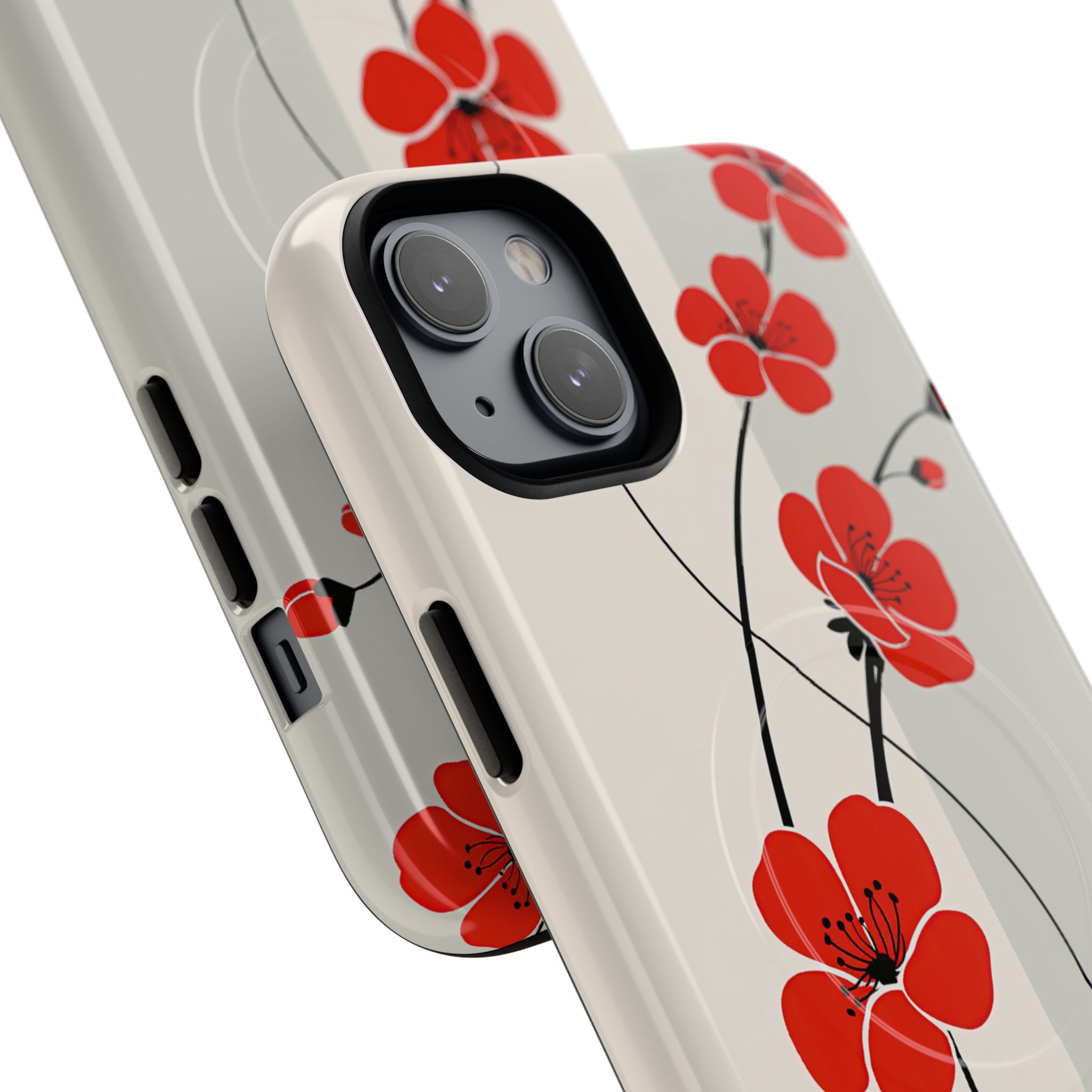 Red Tough 2.0 Magsafe Phone Case for iPhone - Crimson Plum Ink