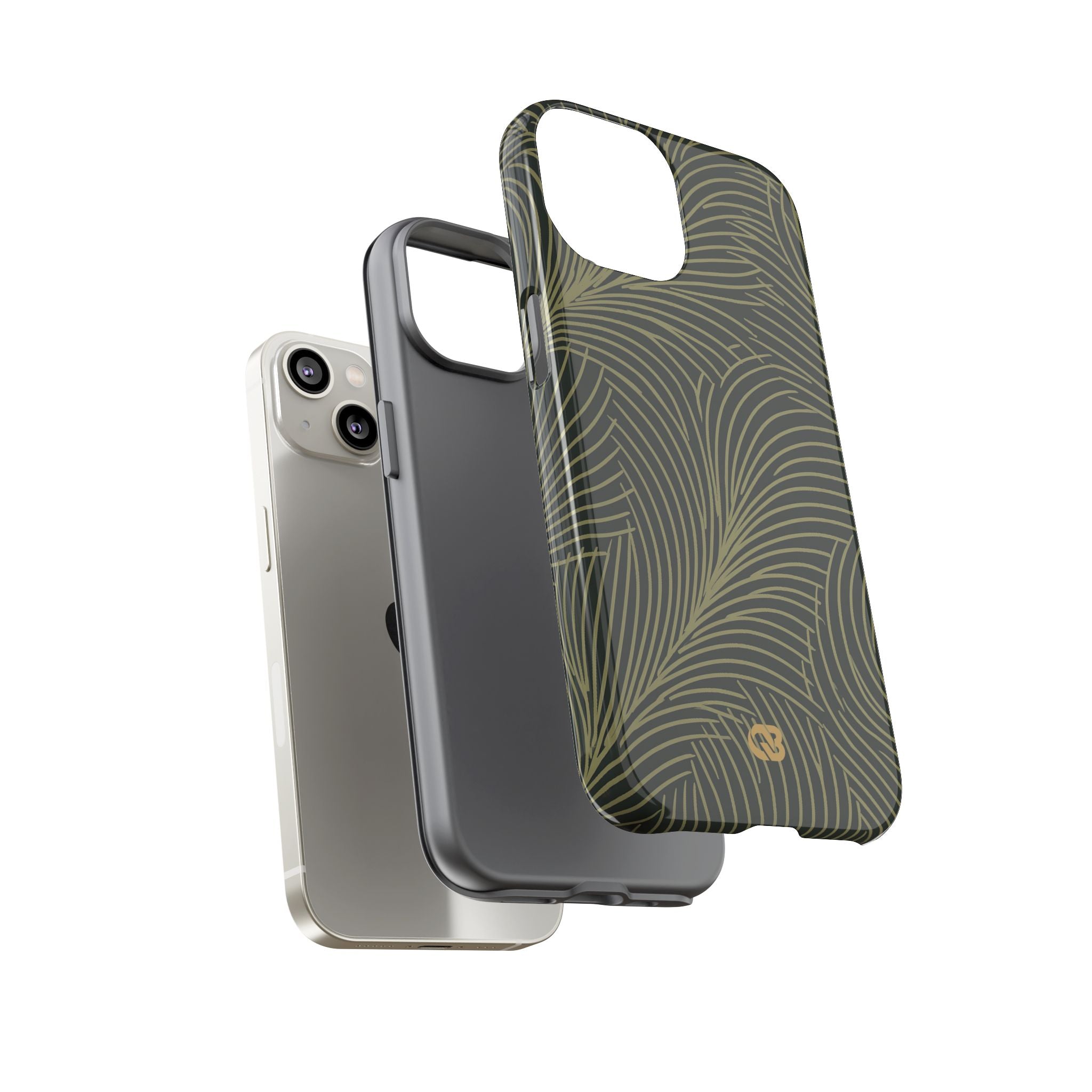 Green Tough Phone Case for iPhone - Dark Olive Plume
